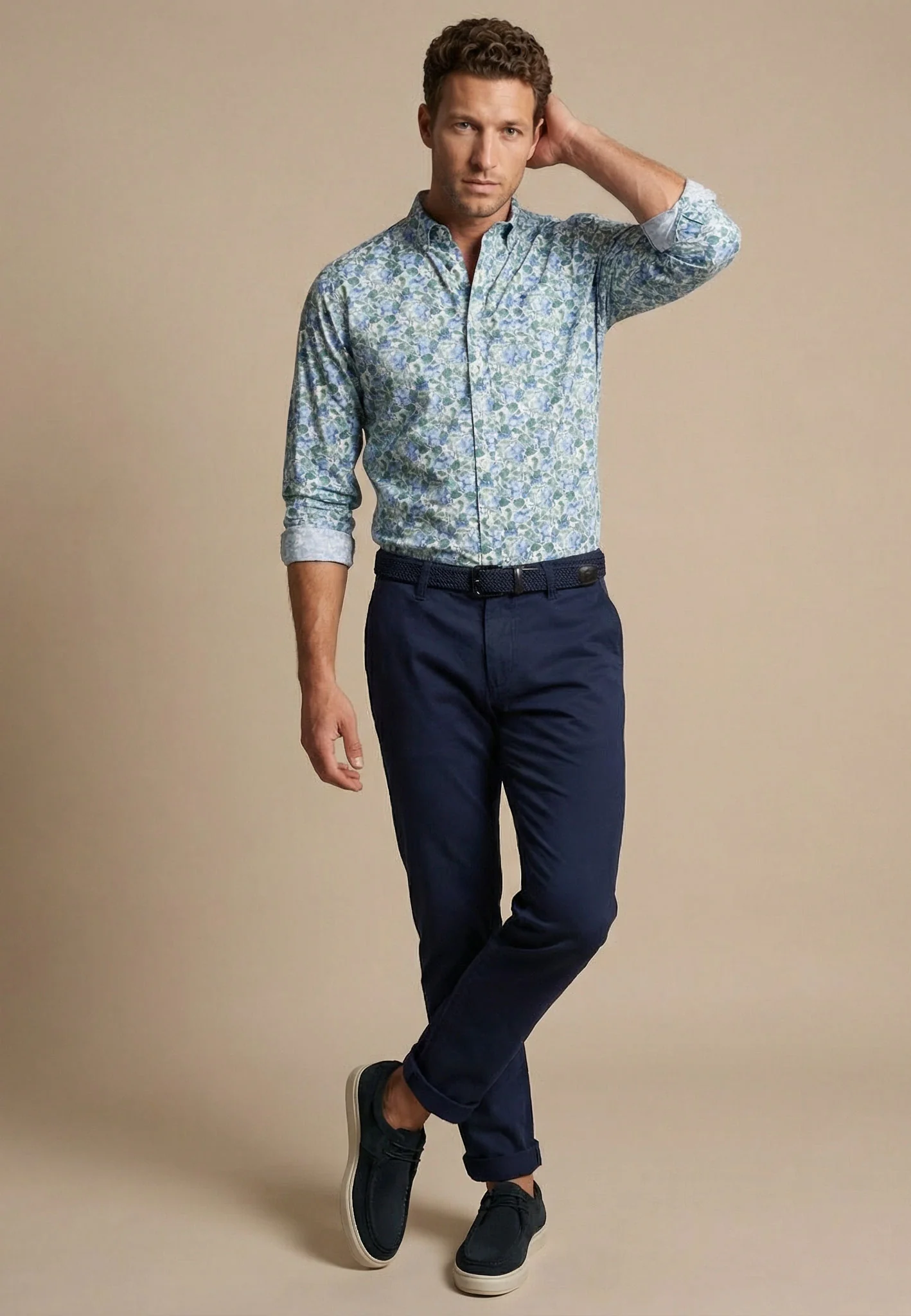 Hemd aus Baumwolle mit Button-Down-Kragen und floralem Print - Image 4