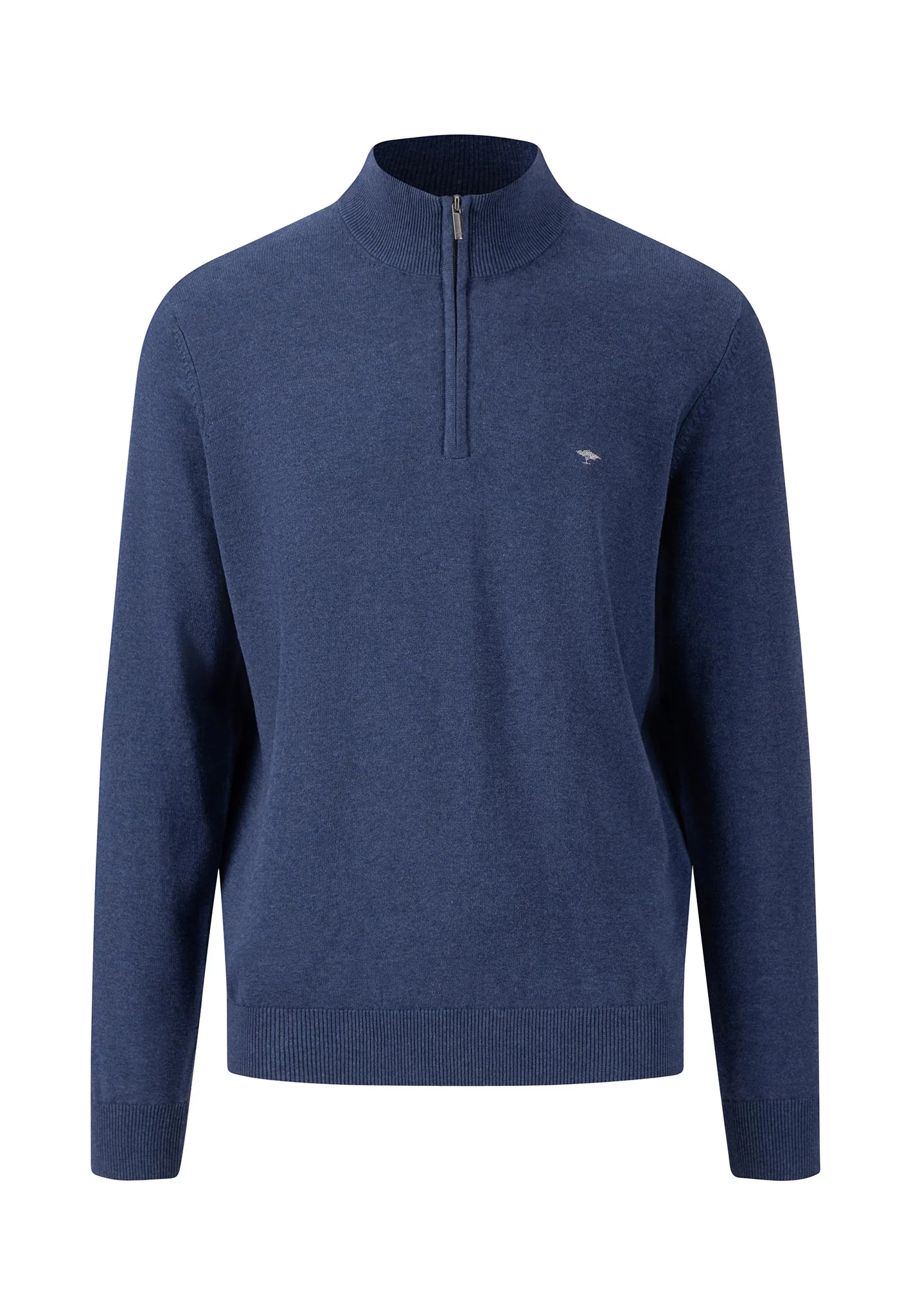 Baumwoll-Pullover mit Troyer-Kragen