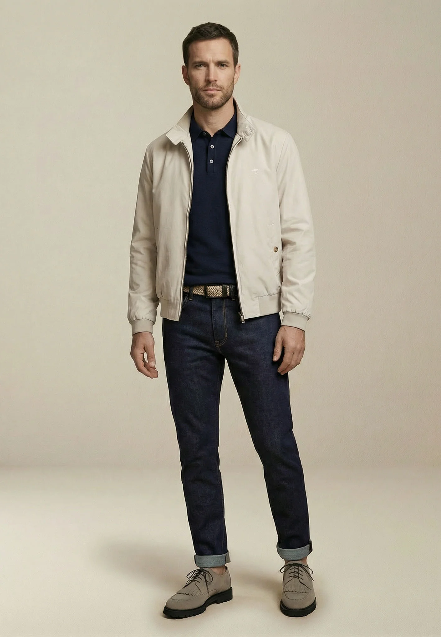 Blouson aus Materialmix im Harrington-Stil mit Stehkragen - Image 2