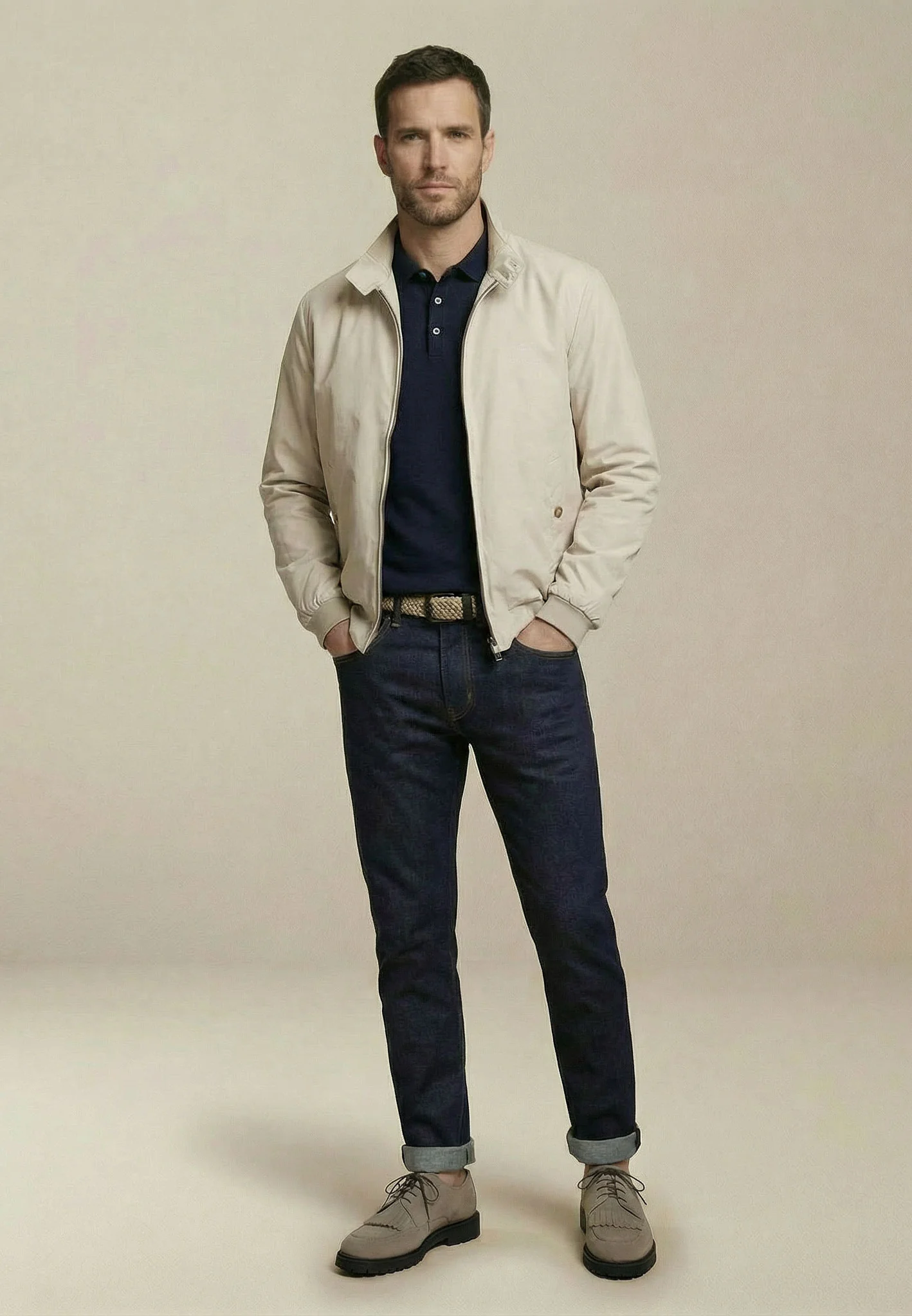 Blouson aus Materialmix im Harrington-Stil mit Stehkragen - Image 3