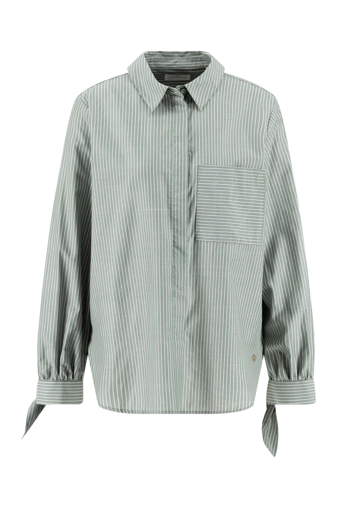 Bluse aus Baumwoll-Lyocell mit Streifenmuster und Brusttasche - Image 11
