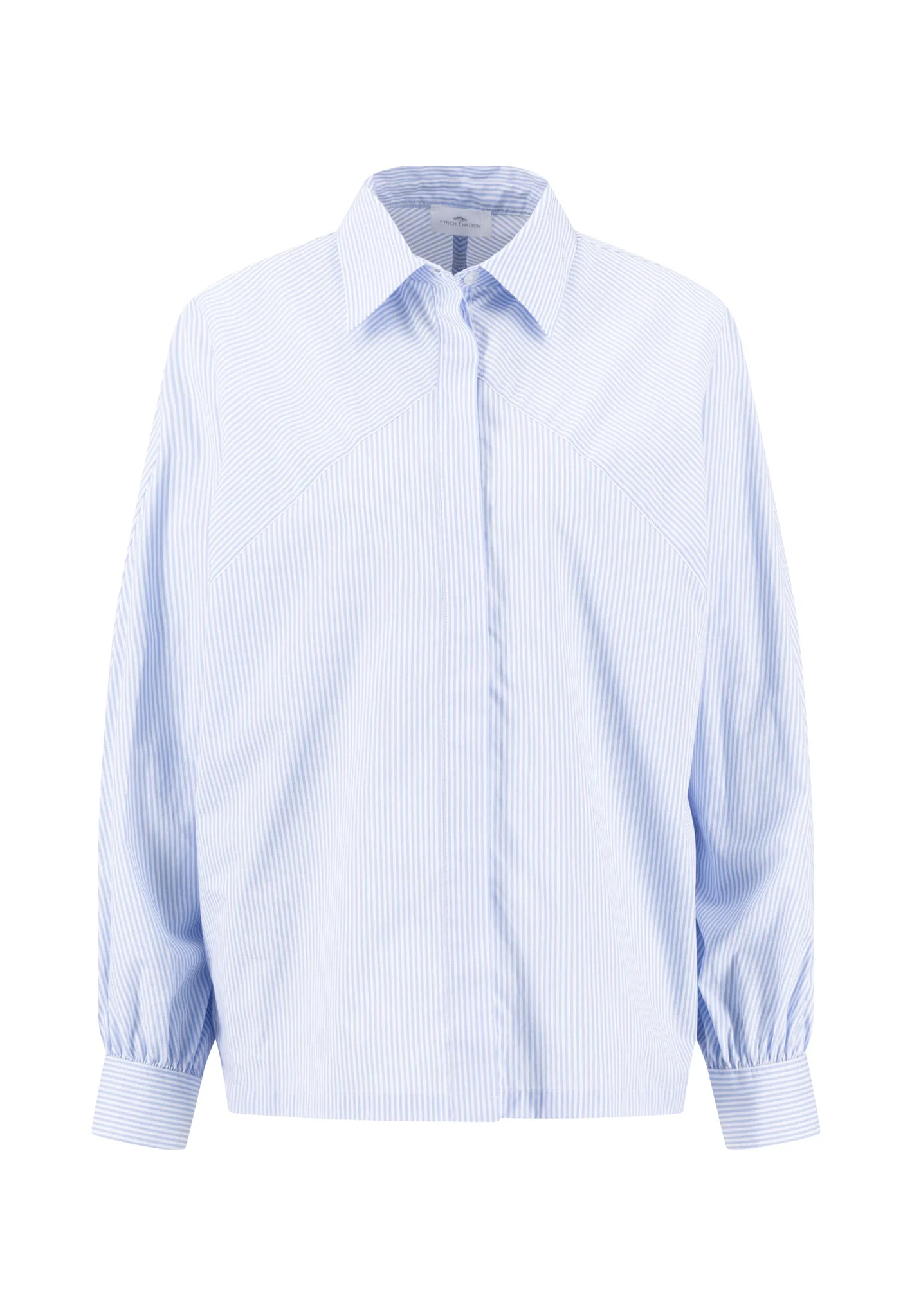 Bluse aus Baumwolle mit feinem Streifenmuster und Fledermausärmeln - Image 4
