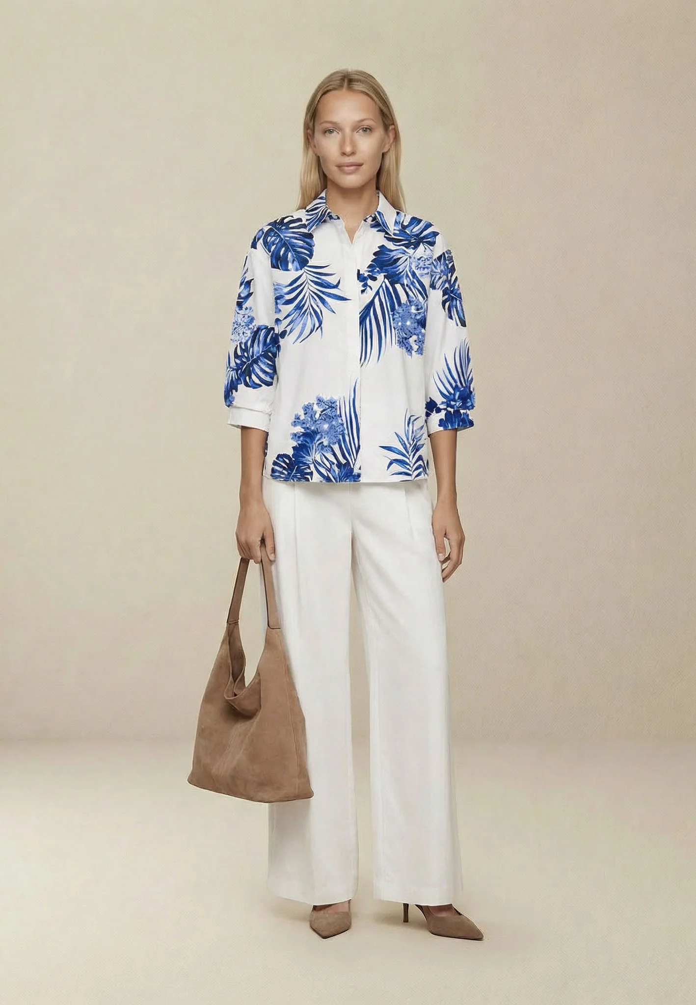 Bluse aus Baumwolle mit floralem Allover-Print und Rüschenärmeln - Image 2