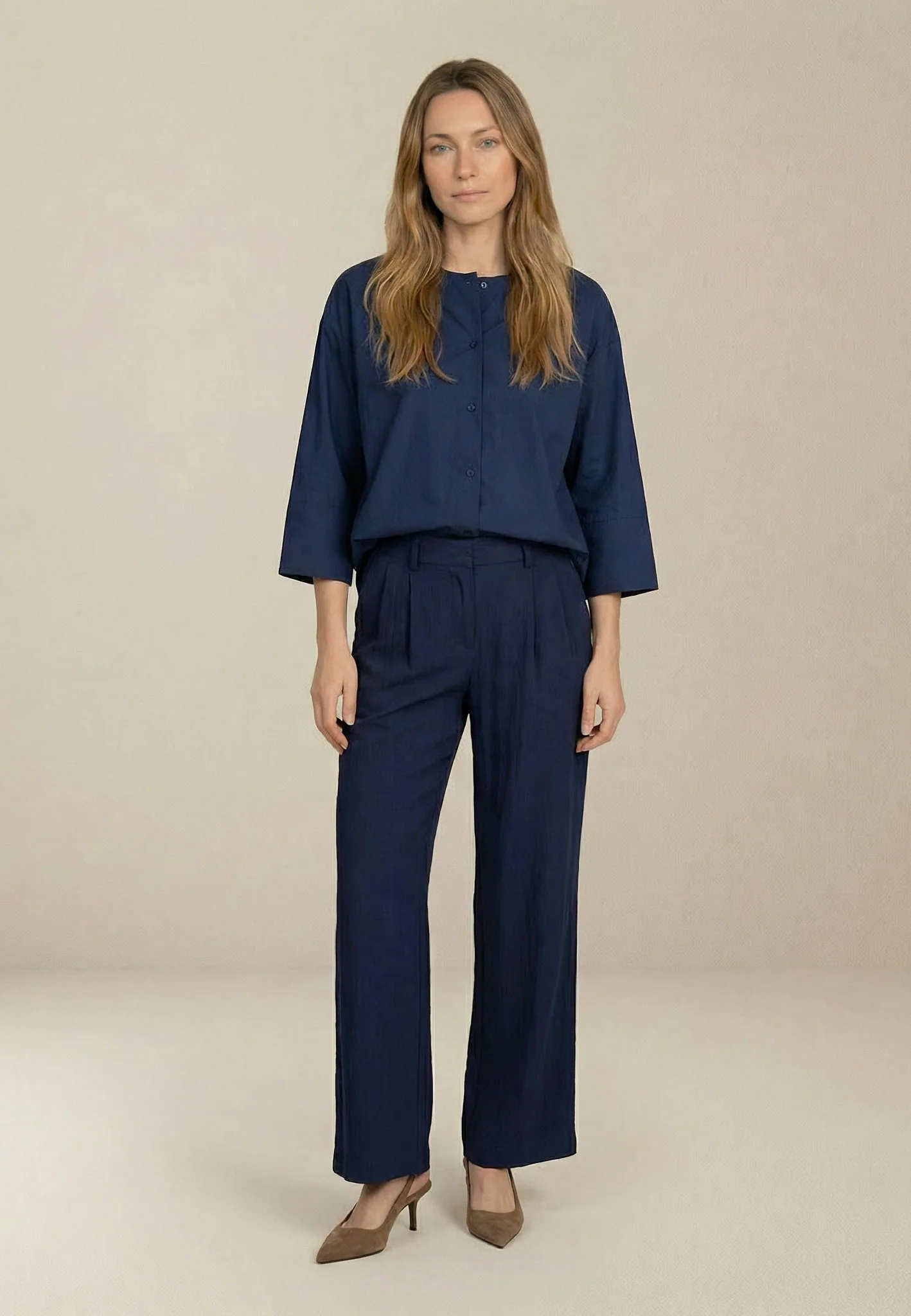 Bluse aus Baumwolle mit Rundhalsausschnitt und 3/4-Arm - Image 7