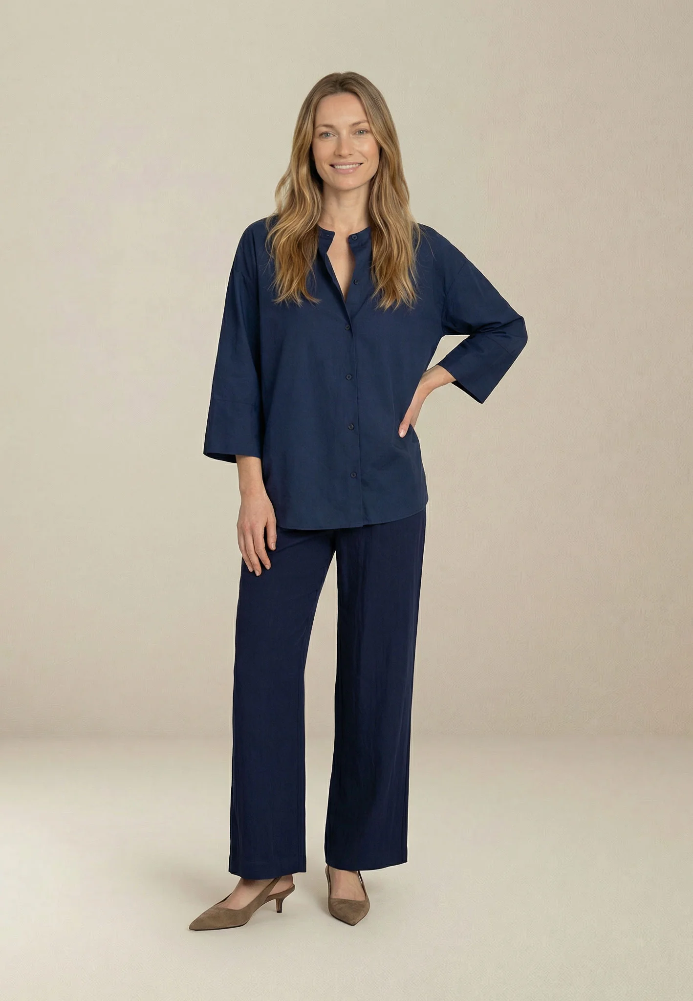 Bluse aus Baumwolle mit Rundhalsausschnitt und 3/4-Arm - Image 8
