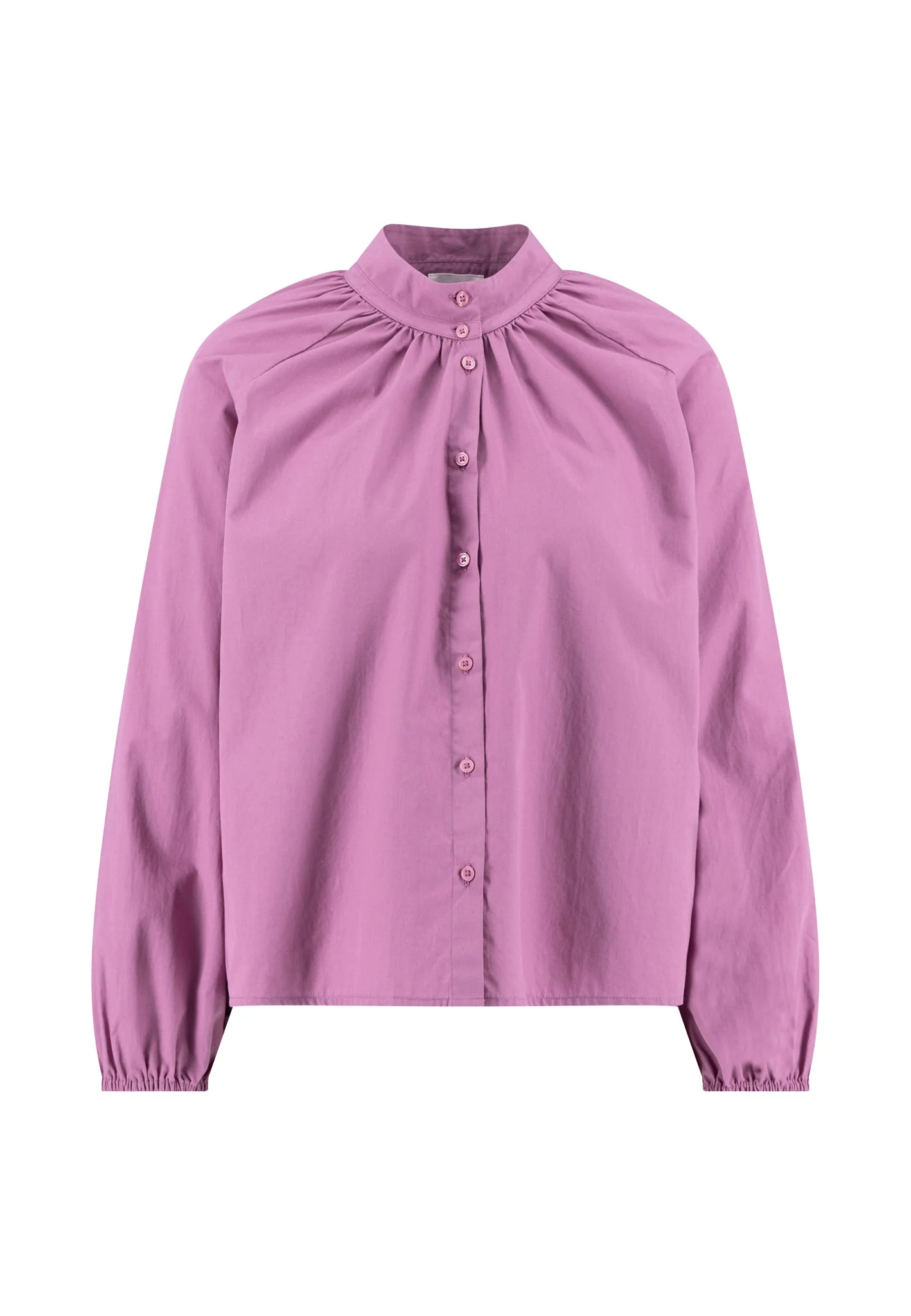 Bluse aus Baumwolle mit Stehkragen und Faltenlegung - Image 11