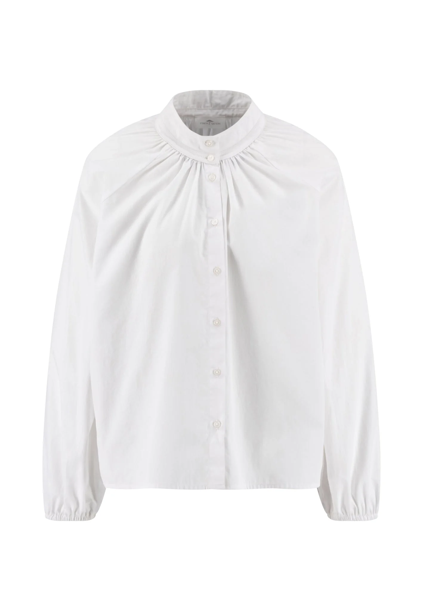 Bluse aus Baumwolle mit Stehkragen und Faltenlegung - Image 5