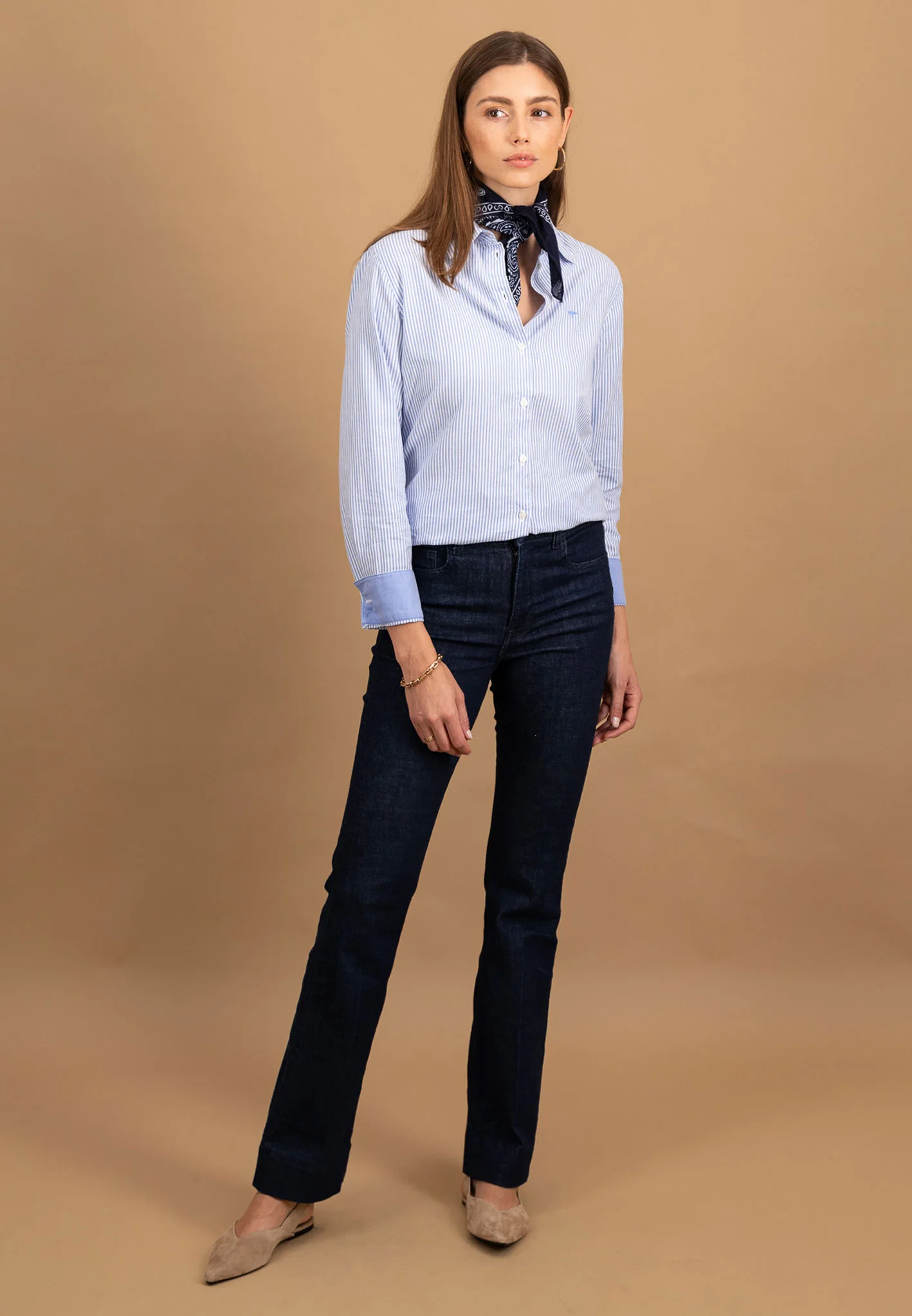 Bluse aus Baumwolle mit Streifenmuster und Hemdkragen - Image 10