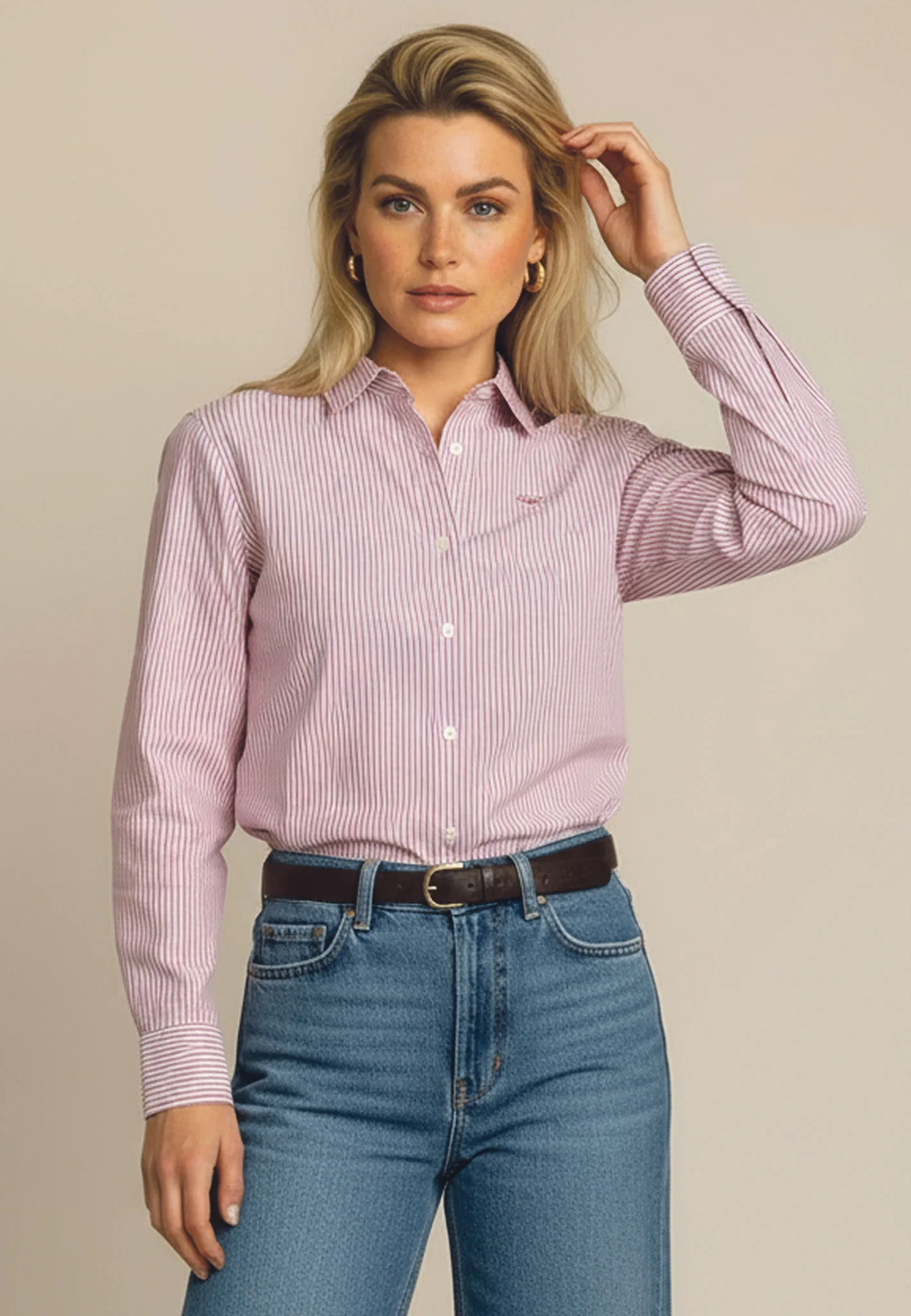 Bluse aus Baumwolle mit Streifenmuster und Hemdkragen - Image 13