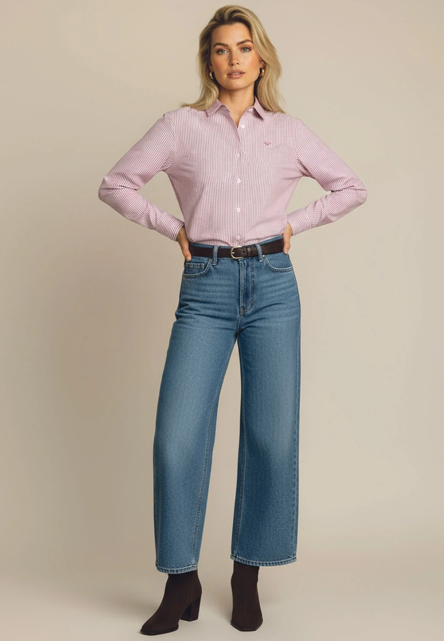 Bluse aus Baumwolle mit Streifenmuster und Hemdkragen - Image 16