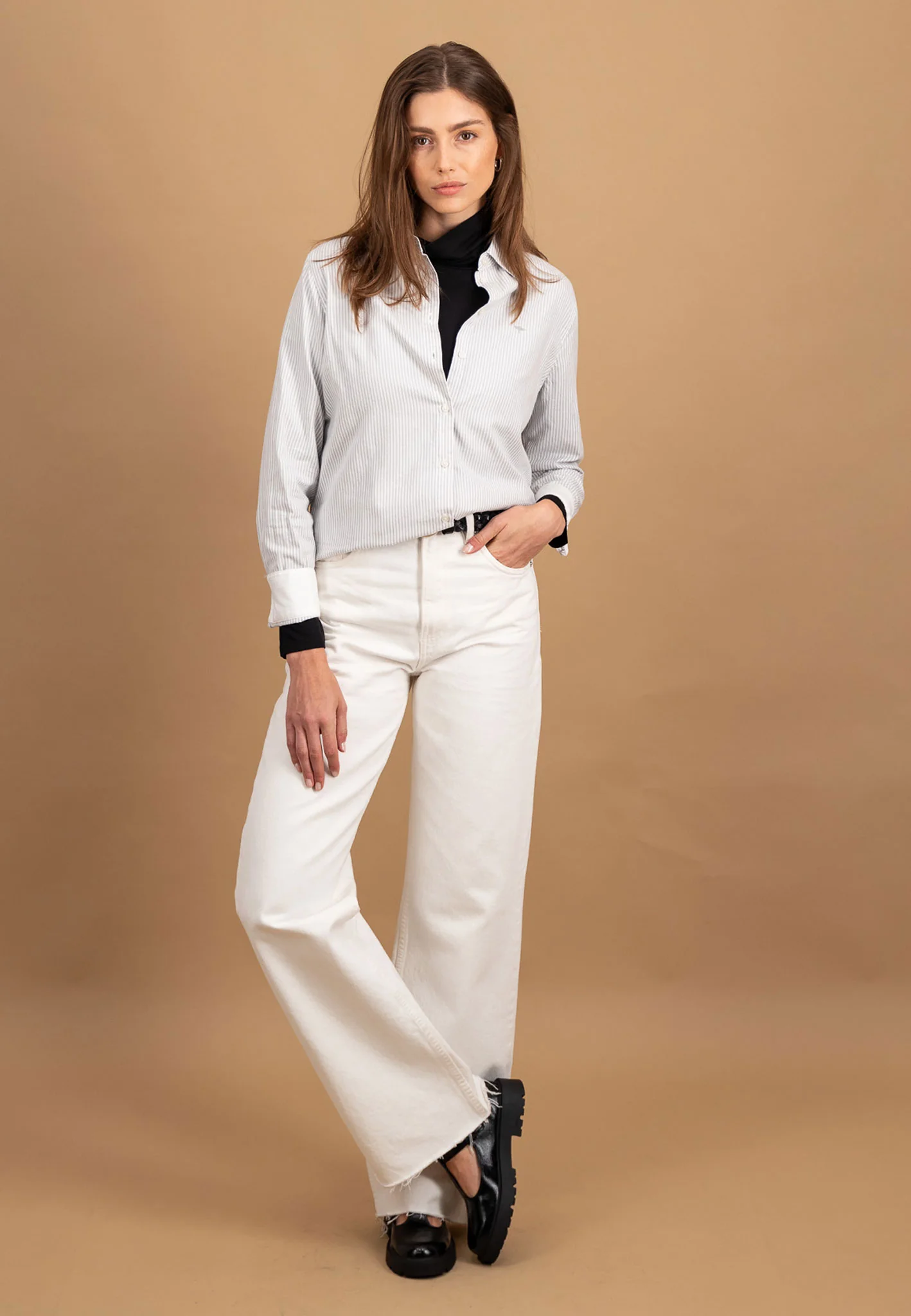 Bluse aus Baumwolle mit Streifenmuster und Hemdkragen - Image 4