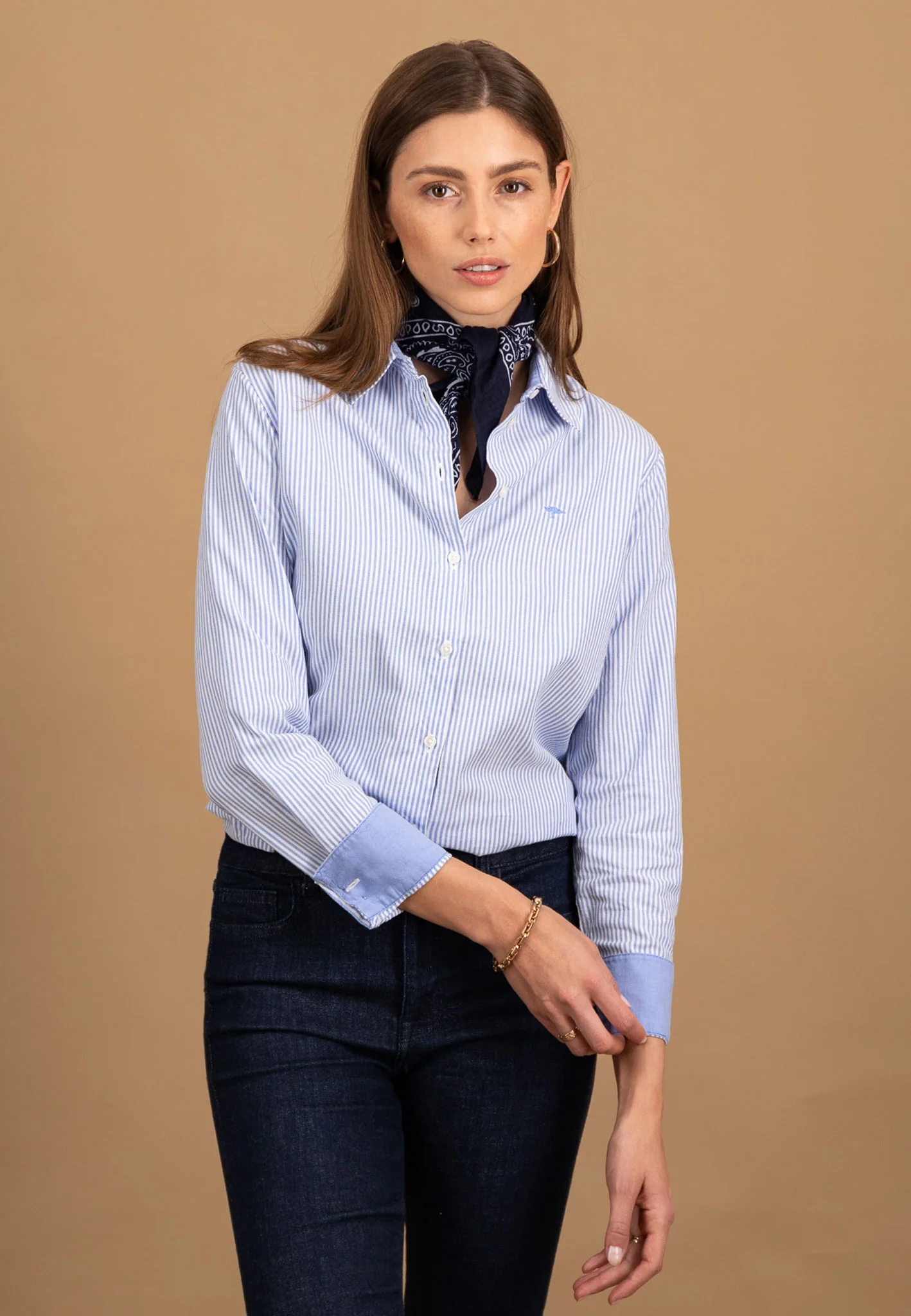 Bluse aus Baumwolle mit Streifenmuster und Hemdkragen - Image 7