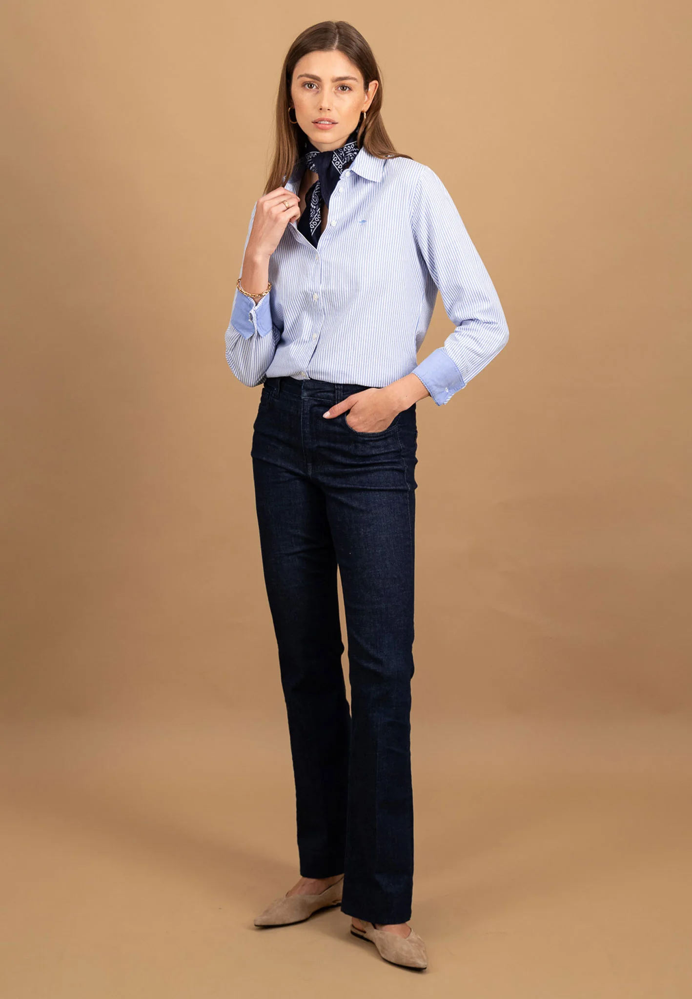 Bluse aus Baumwolle mit Streifenmuster und Hemdkragen - Image 8
