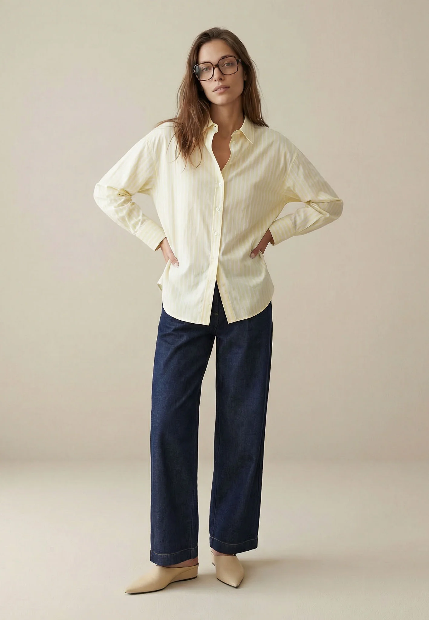 Bluse aus Baumwolle mit Streifenmuster und Kentkragen - Image 3