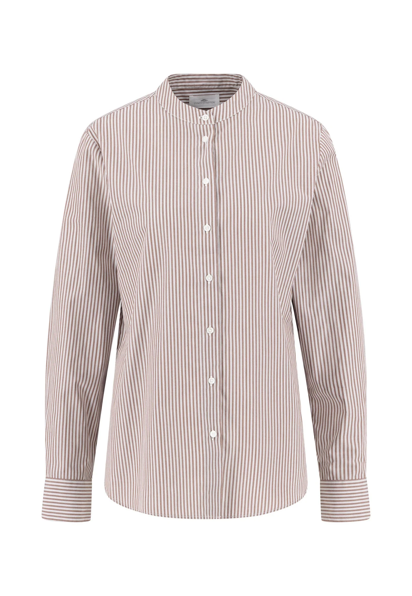Bluse aus Baumwolle mit Streifenmuster und schmalem Kragen - Image 5