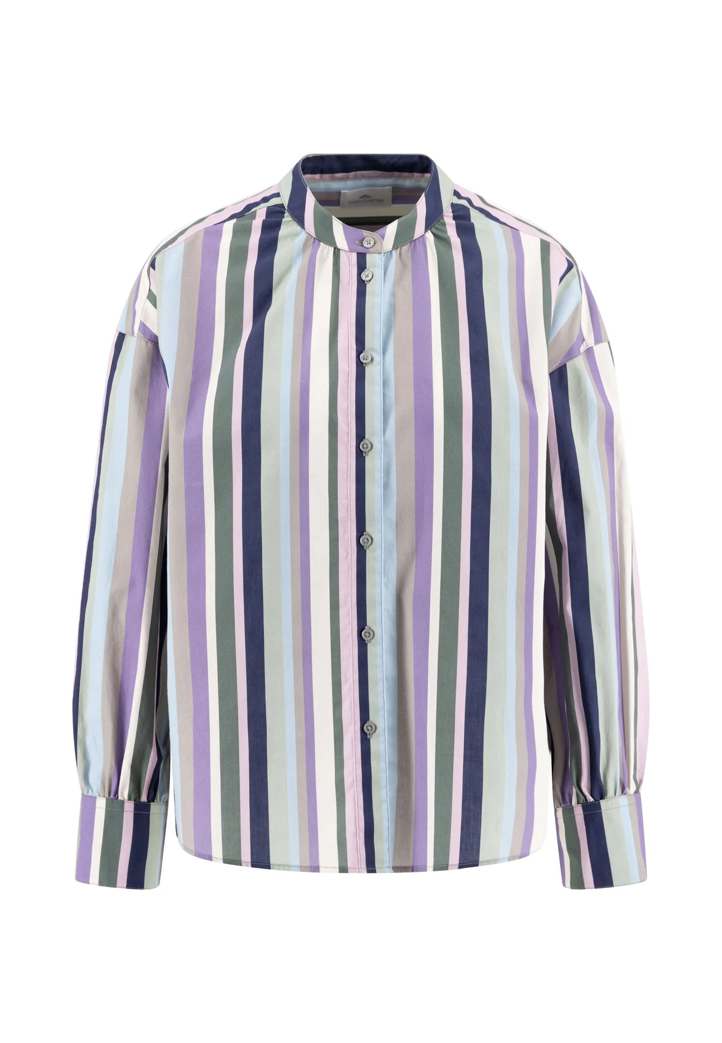 Bluse aus Baumwolle mit Streifenmuster und Stehkragen