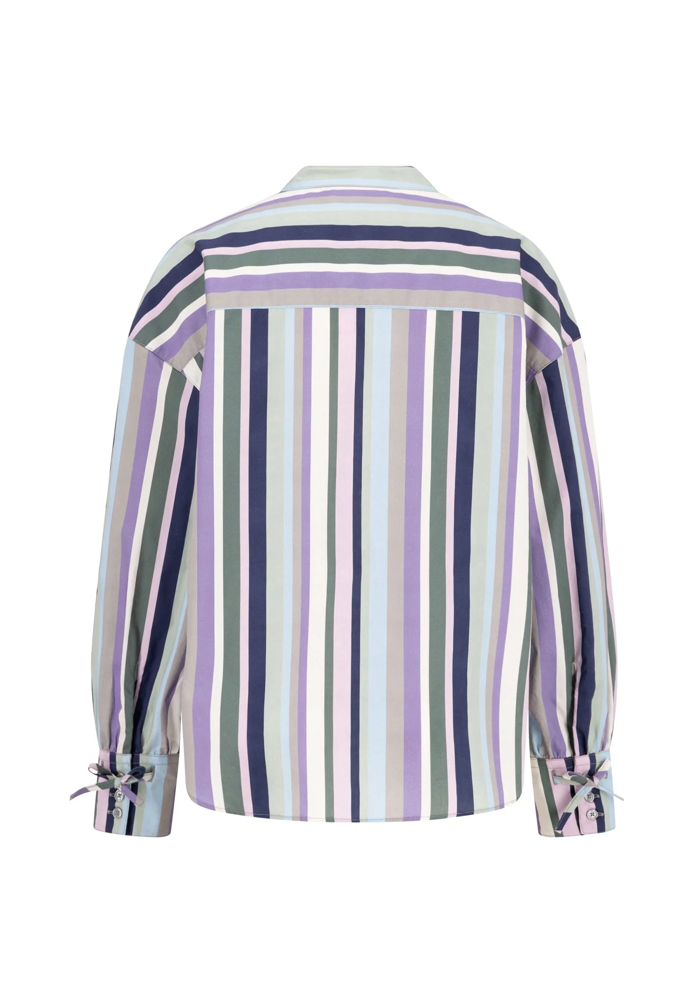 Bluse aus Baumwolle mit Streifenmuster und Stehkragen - Image 2