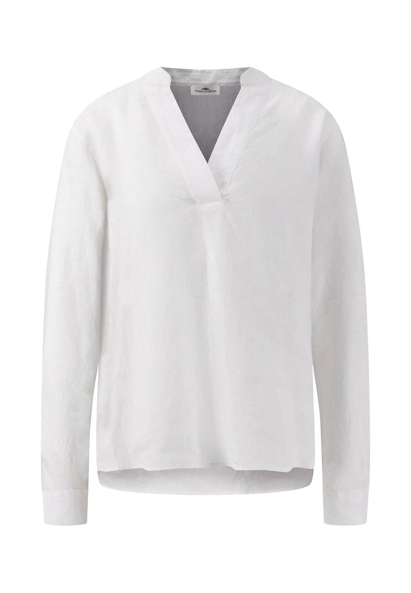 Bluse aus Leinen-Mix mit V-Ausschnitt