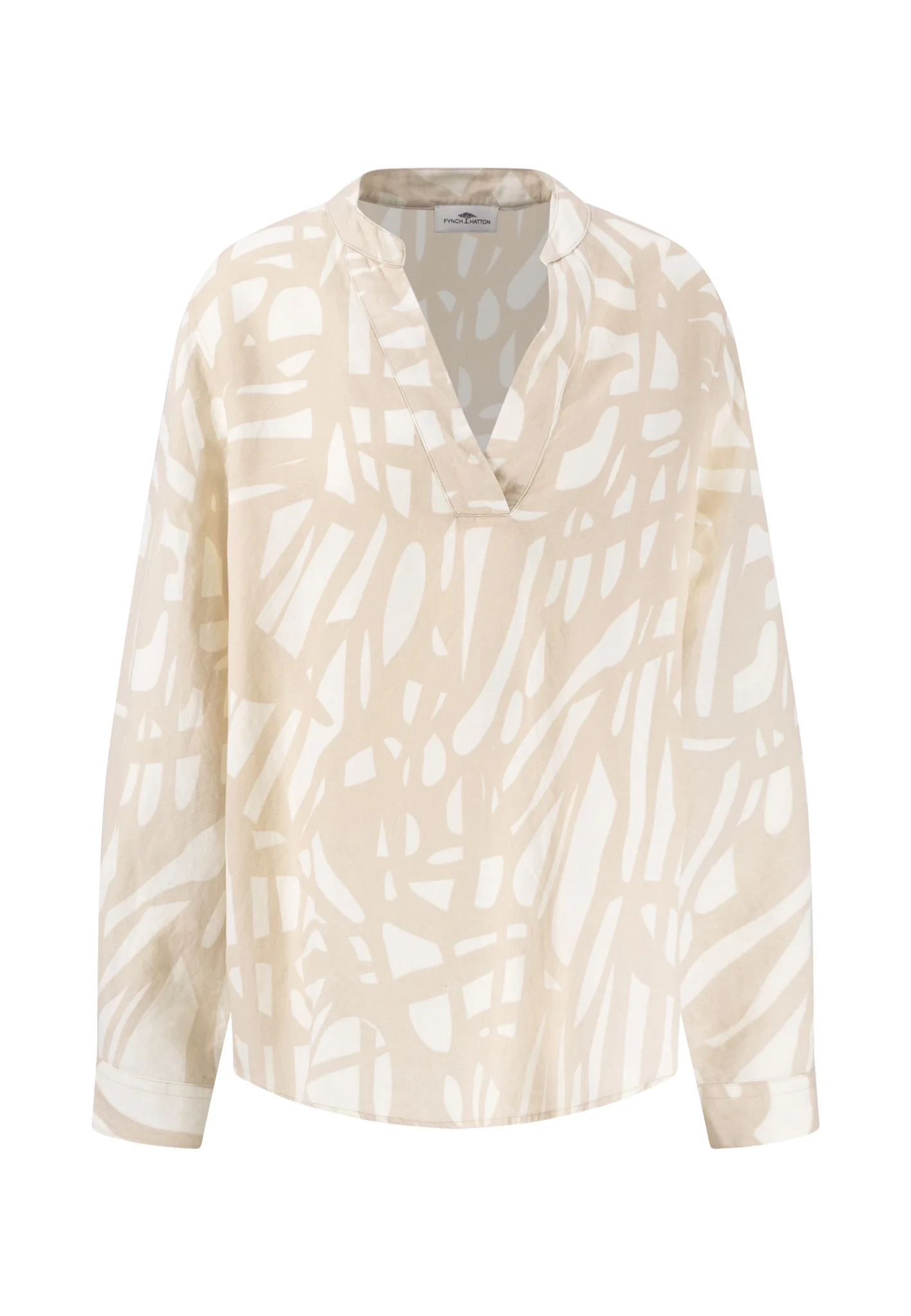 Bluse aus Leinenmix mit Tunika-Kragen - Image 5