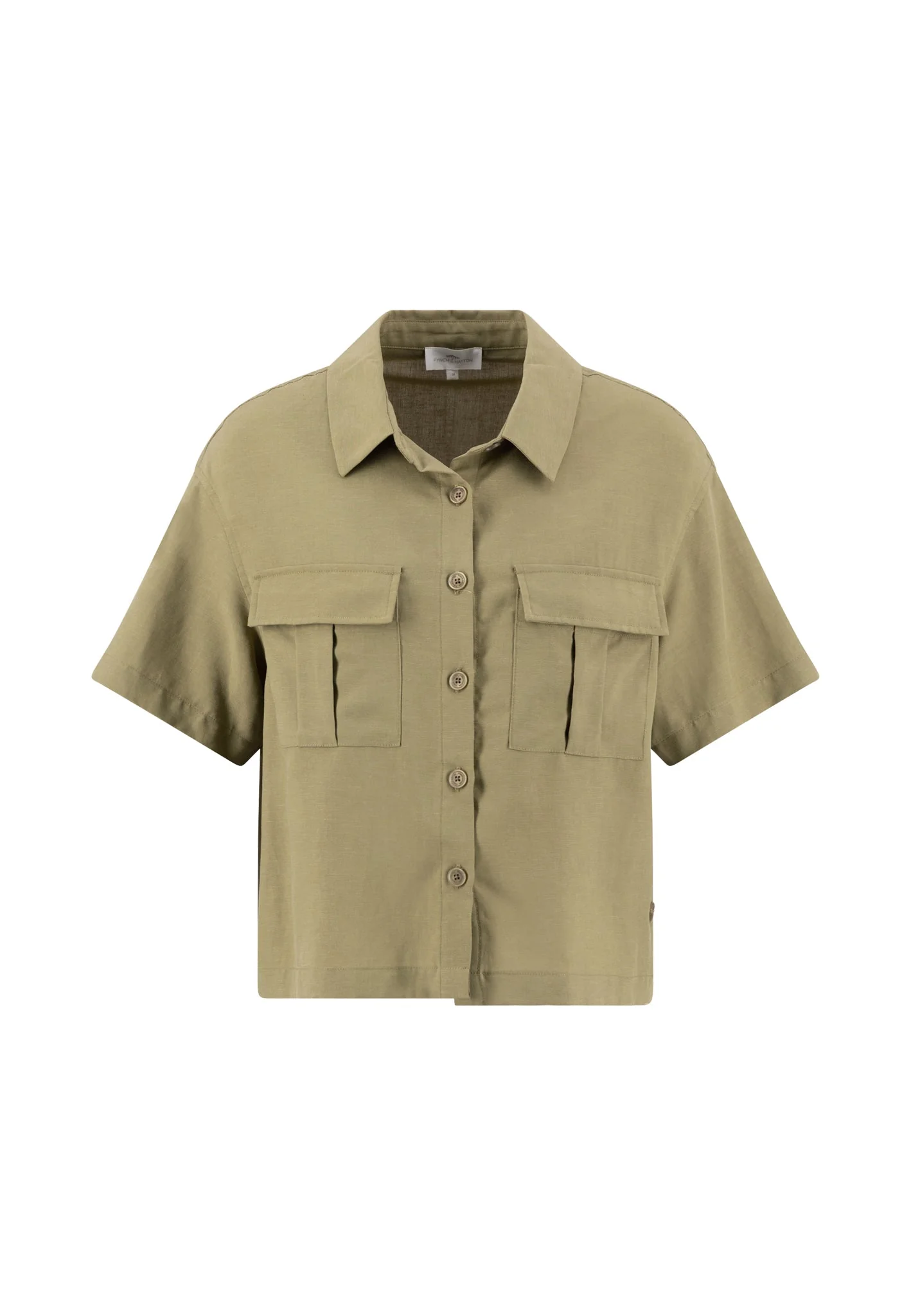 Bluse aus Lyocell-Leinen-Mix mit Brusttaschen und Hemdkragen