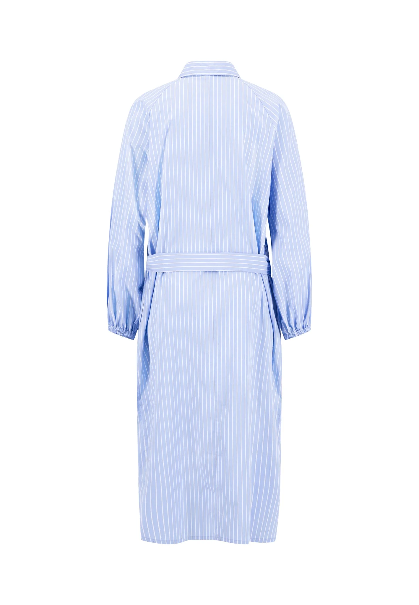 Blusenkleid aus Baumwollmix mit Streifenmuster und Bindegürtel - Image 5