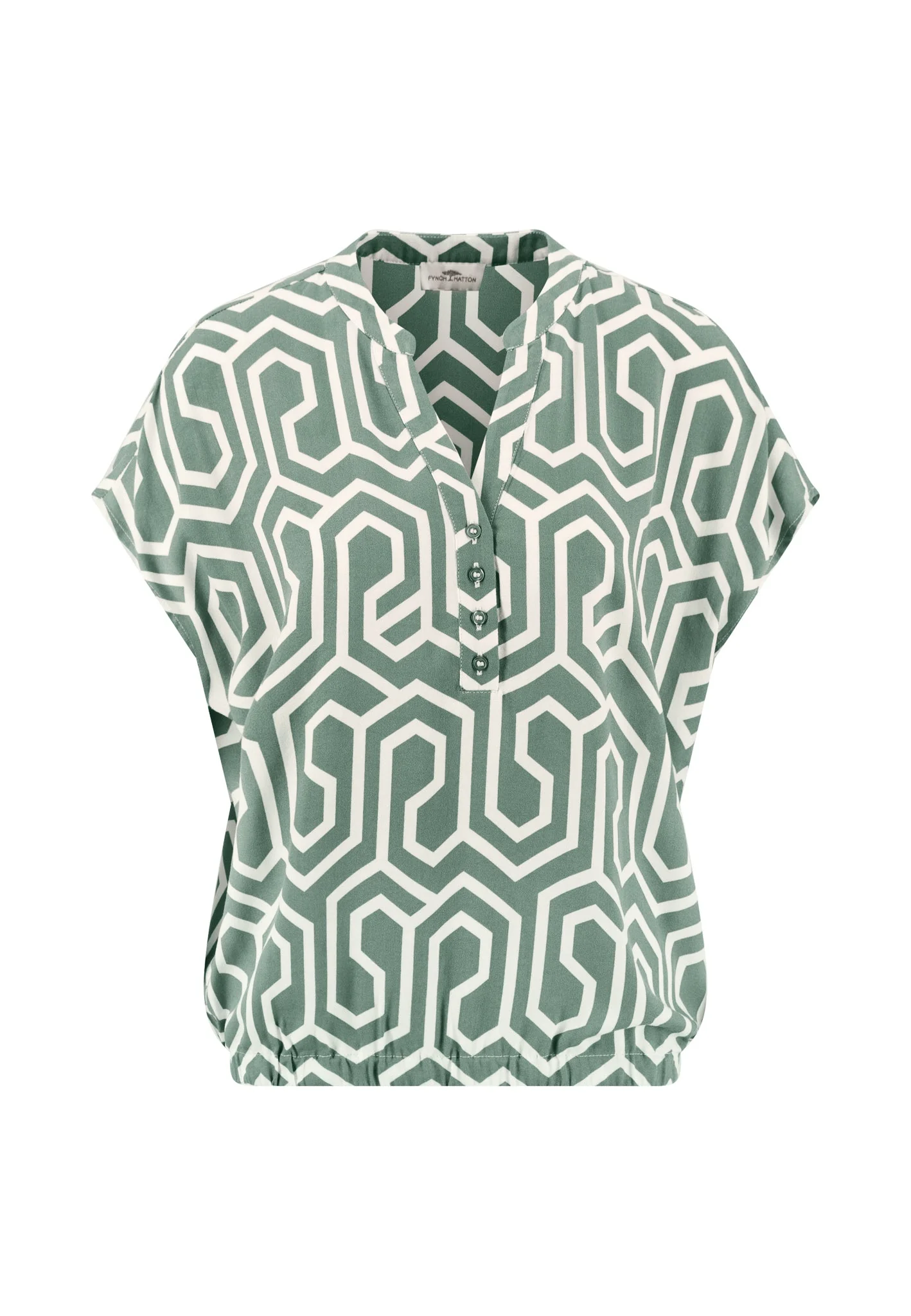 Blusenshirt aus Viskose mit grafischem Print und Gummizug - Image 13