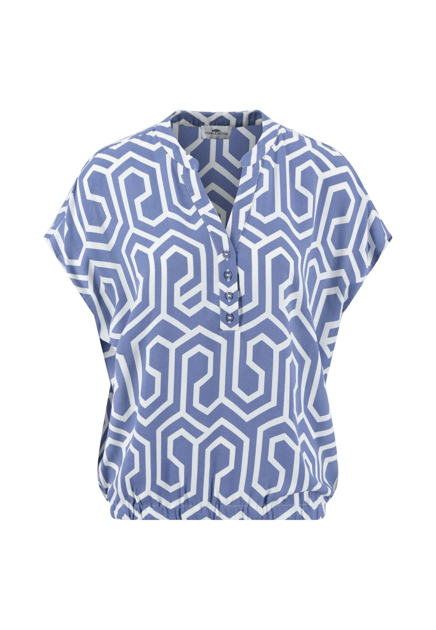 Blusenshirt aus Viskose mit grafischem Print und Gummizug - Image 5