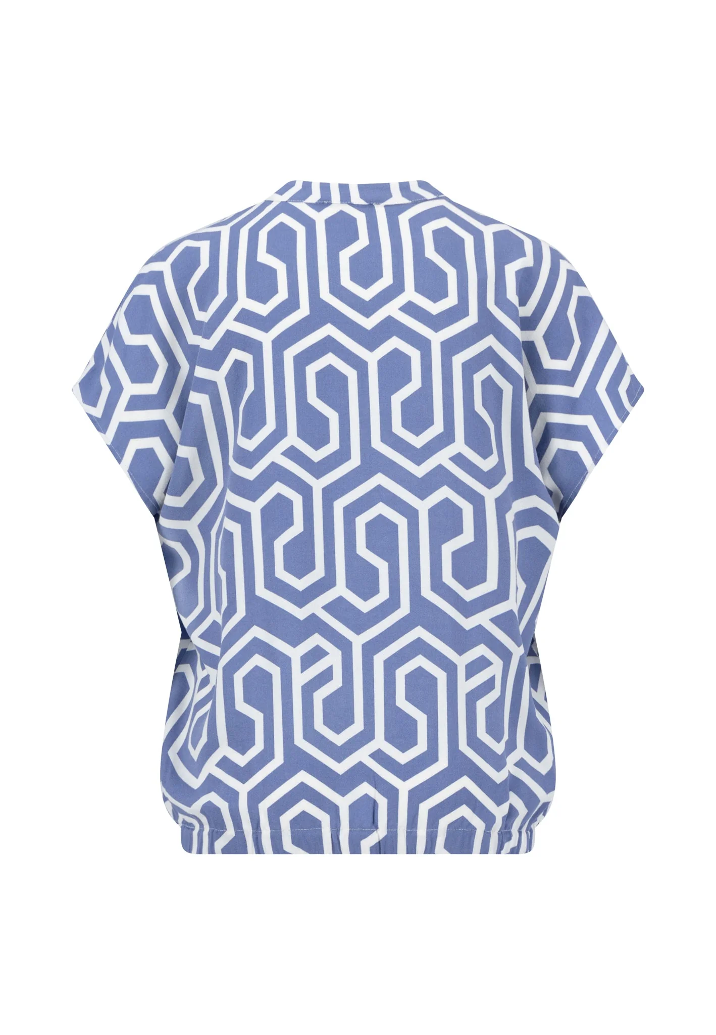 Blusenshirt aus Viskose mit grafischem Print und Gummizug - Image 6
