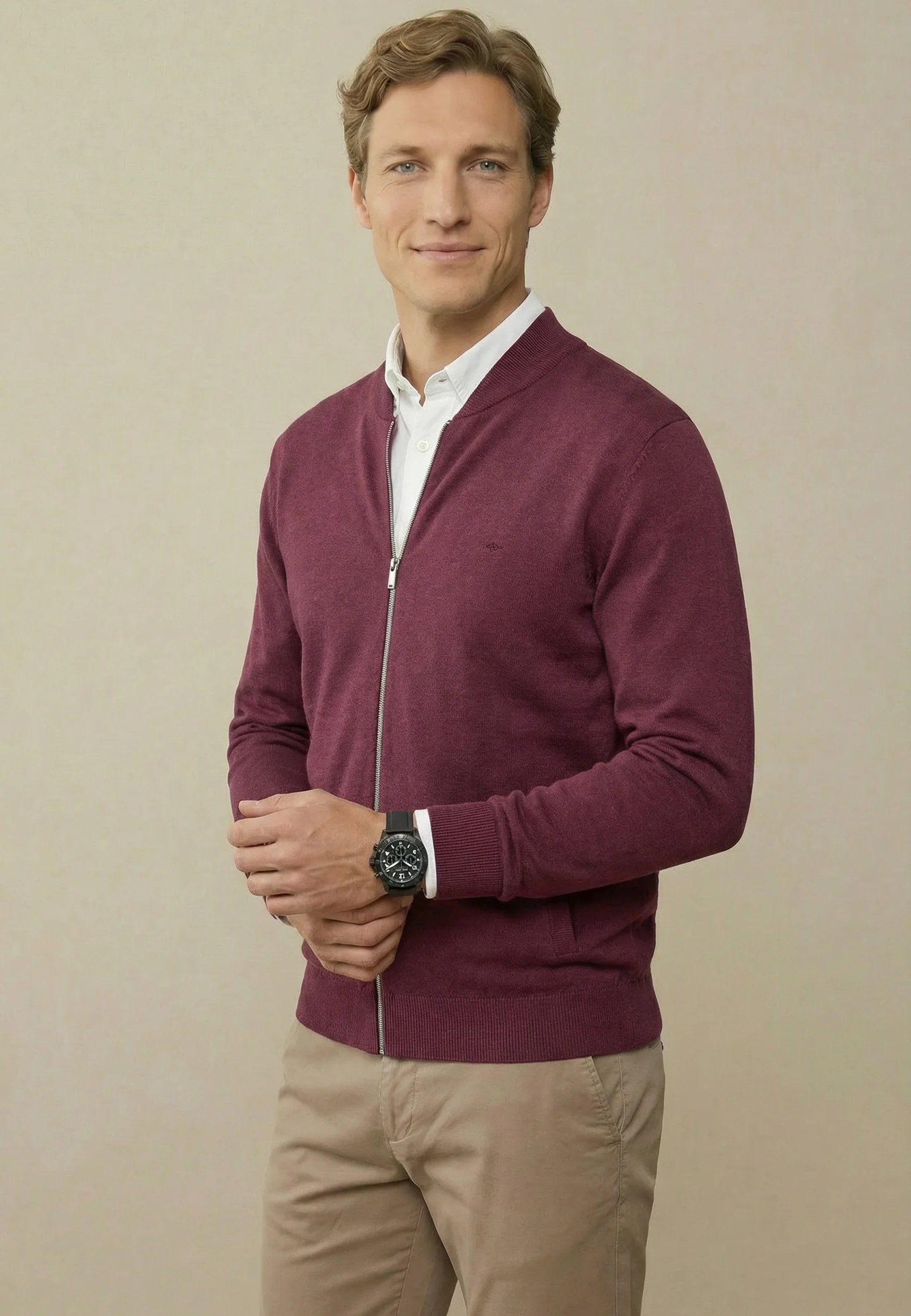 Cardigan aus Baumwolle mit Reißverschluss und Stehkragen – Superfine - Image 16