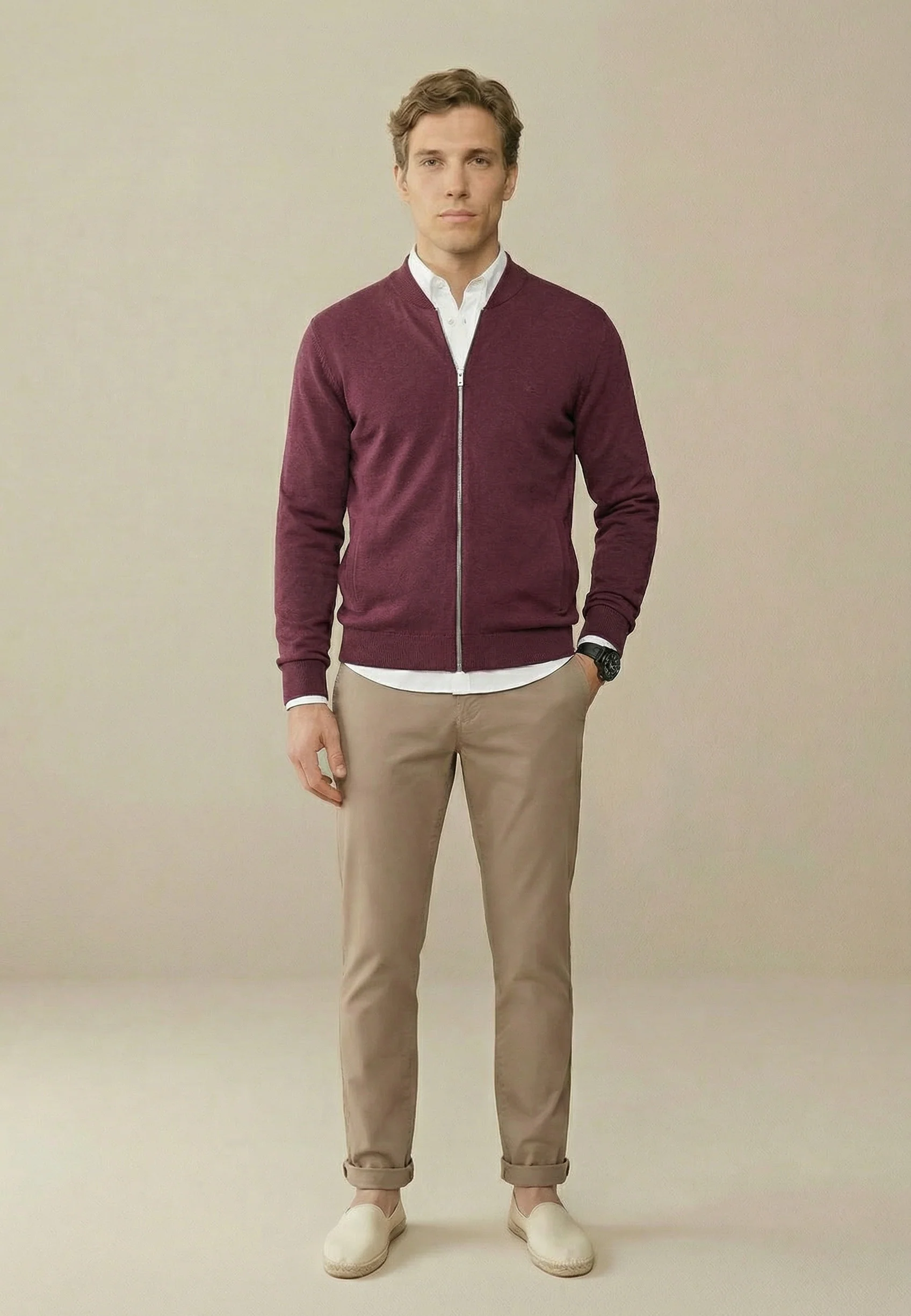 Cardigan aus Baumwolle mit Reißverschluss und Stehkragen – Superfine - Image 17