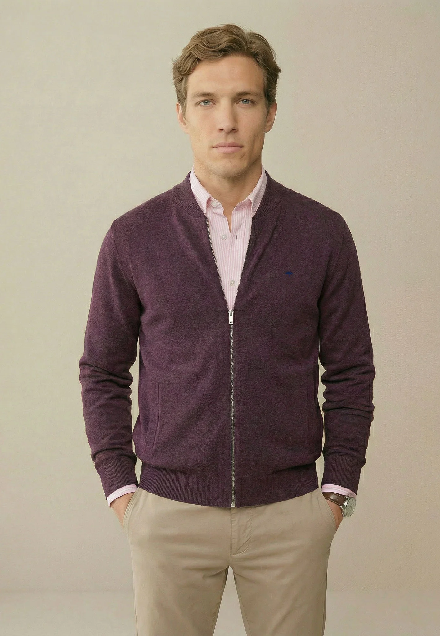 Cardigan aus Baumwolle mit Reißverschluss und Stehkragen – Superfine - Image 6