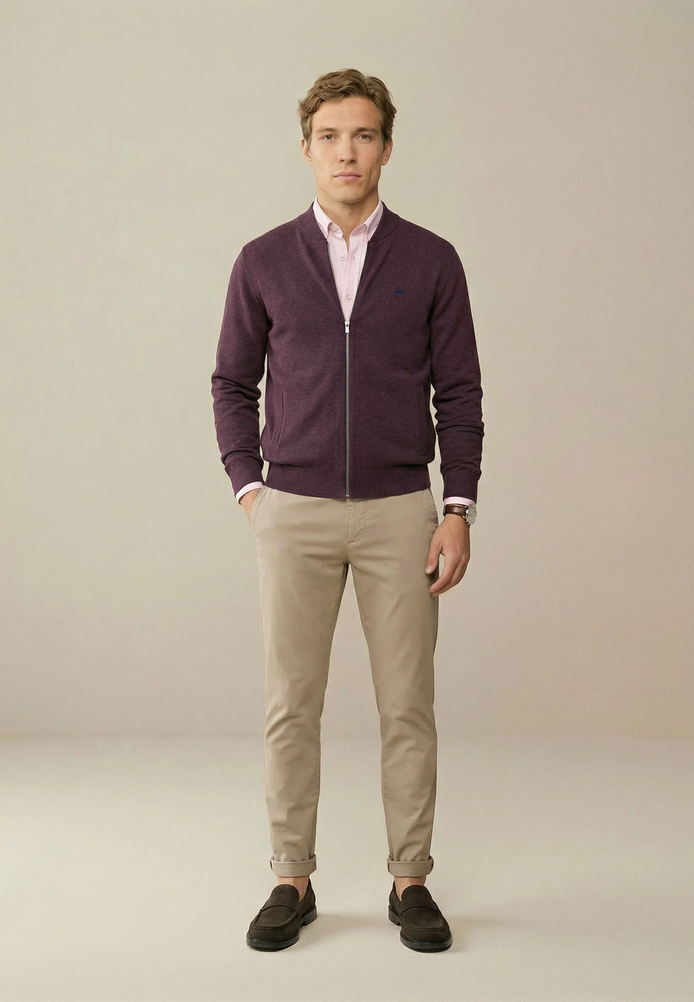 Cardigan aus Baumwolle mit Reißverschluss und Stehkragen – Superfine - Image 7