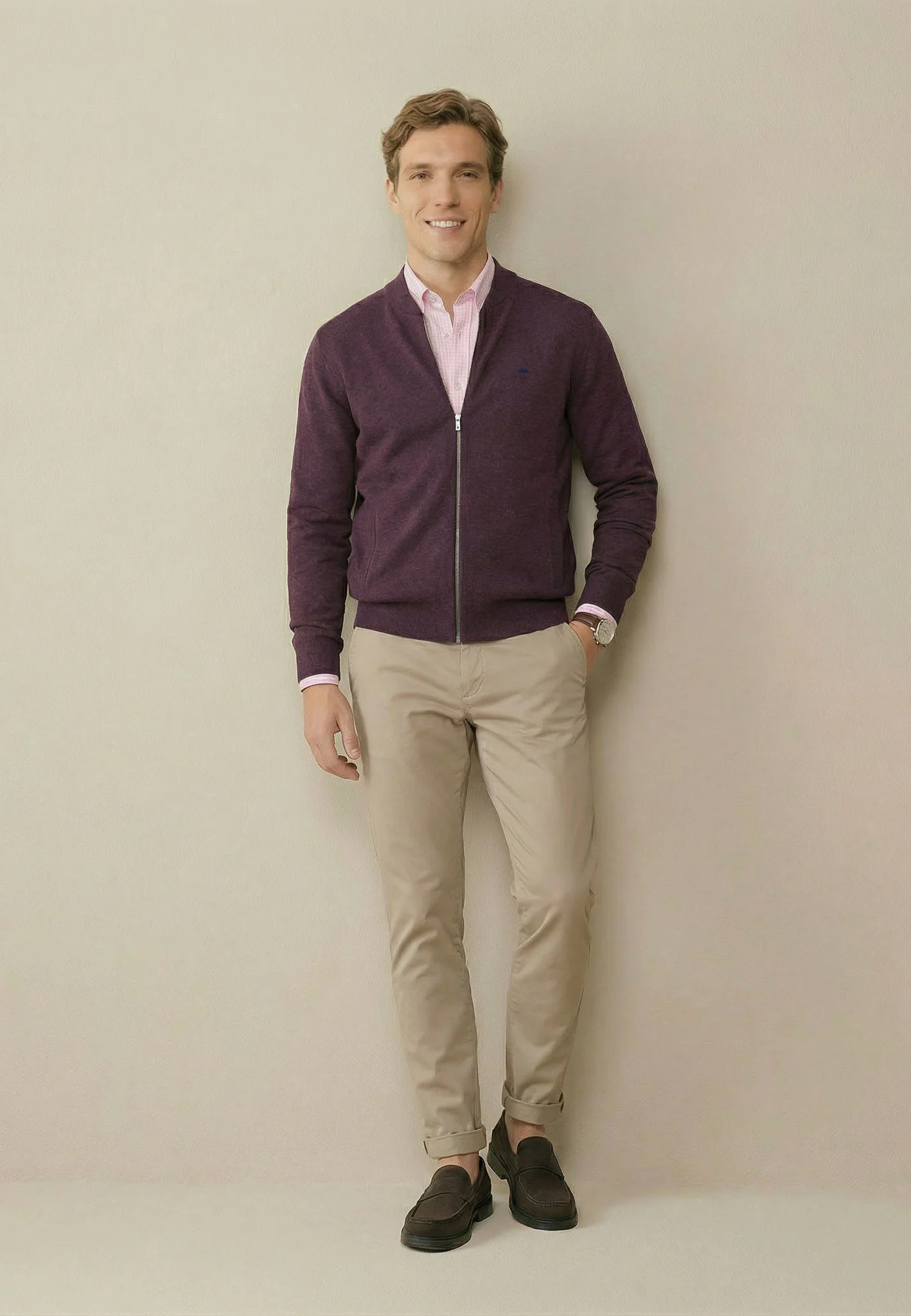 Cardigan aus Baumwolle mit Reißverschluss und Stehkragen – Superfine - Image 8