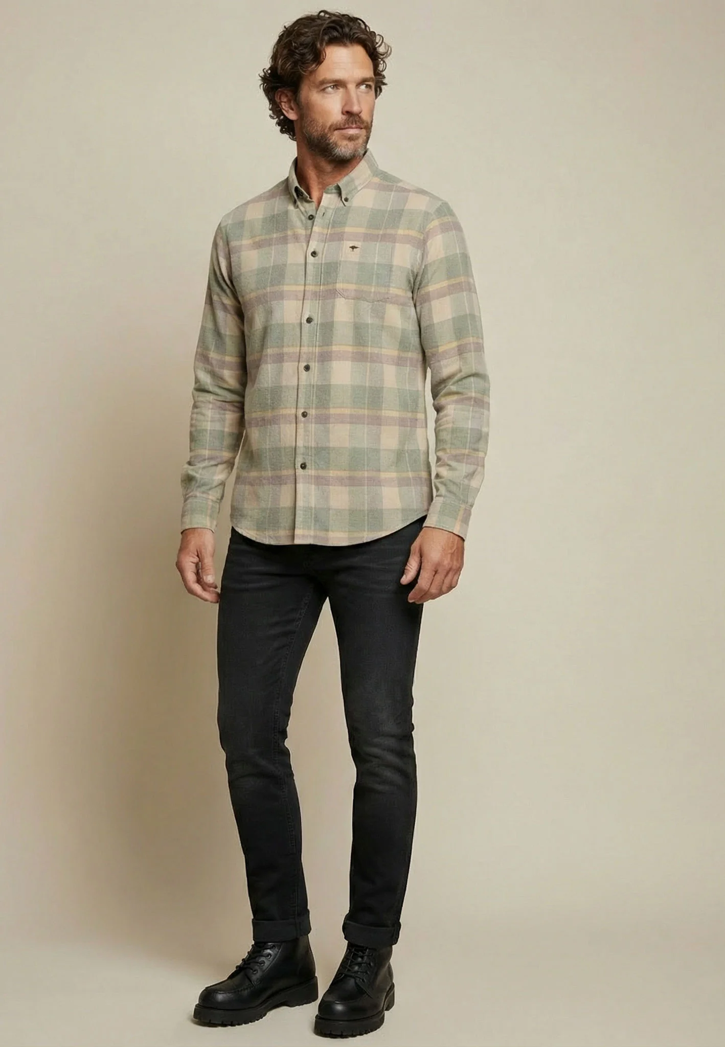 Cordhemd aus Baumwolle mit Karomuster und Button-Down-Kragen - Image 2