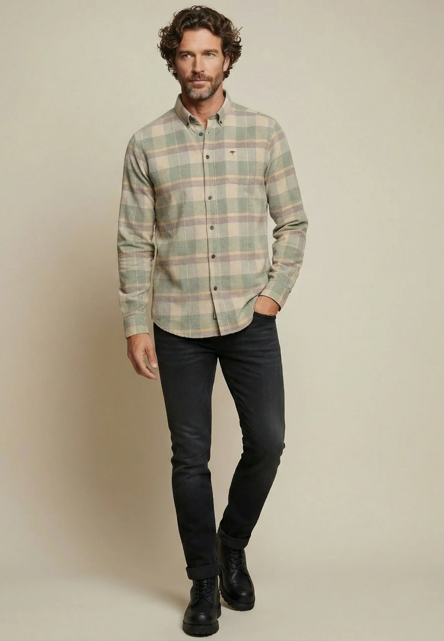 Cordhemd aus Baumwolle mit Karomuster und Button-Down-Kragen - Image 4