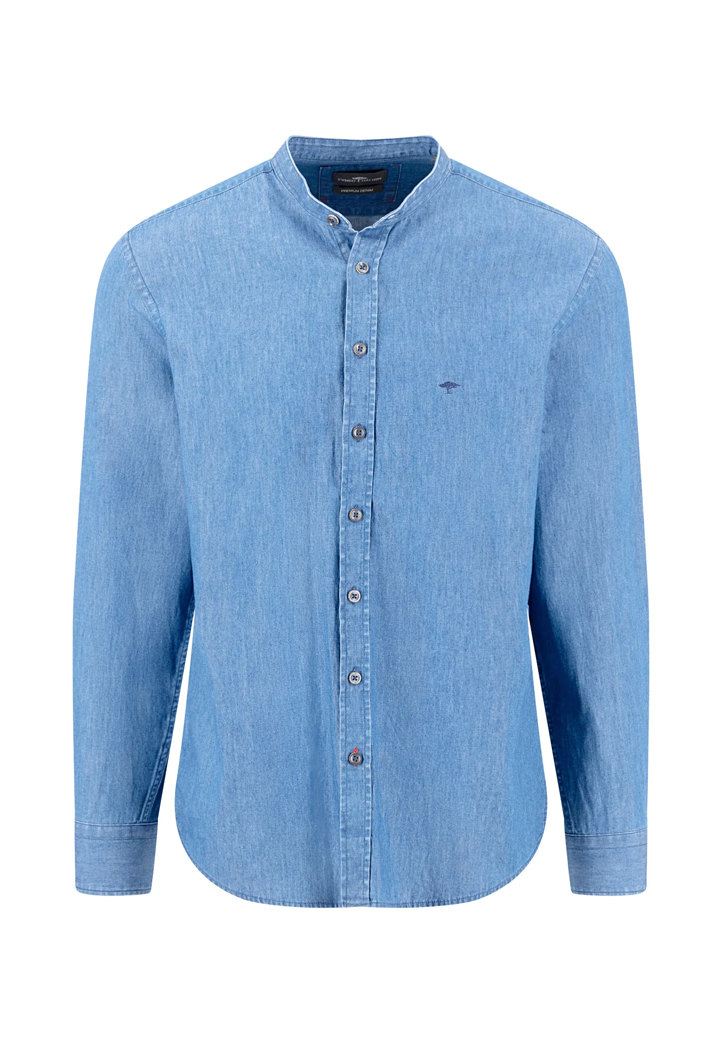 Denimhemd aus Baumwolle mit Stehkragen
