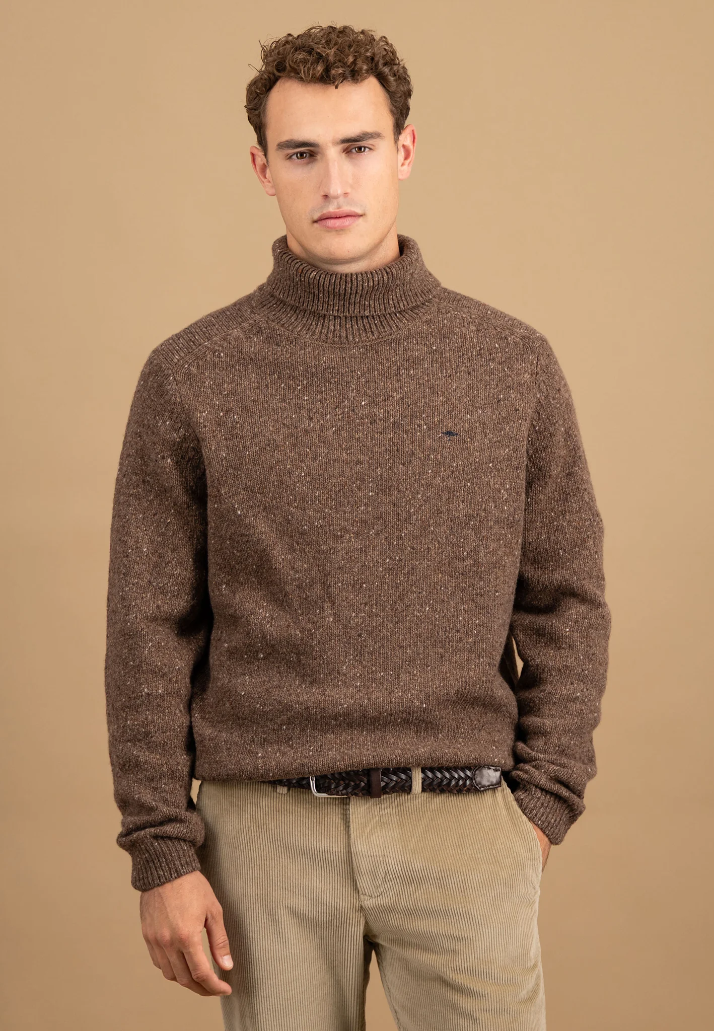 Donegal-Pullover aus Wollmix mit Rollkragen