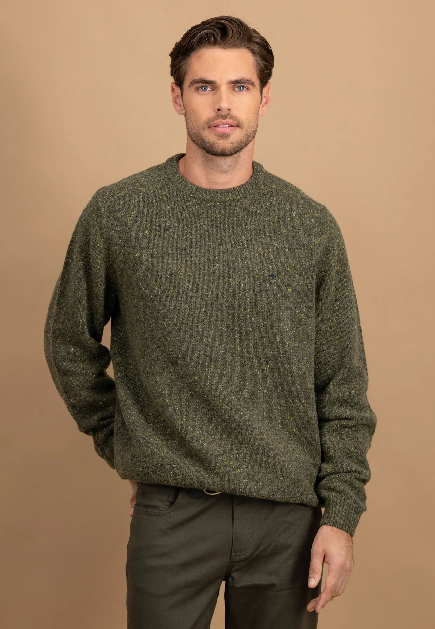 Donegal-Pullover aus Wollmix mit Rundhalsausschnitt