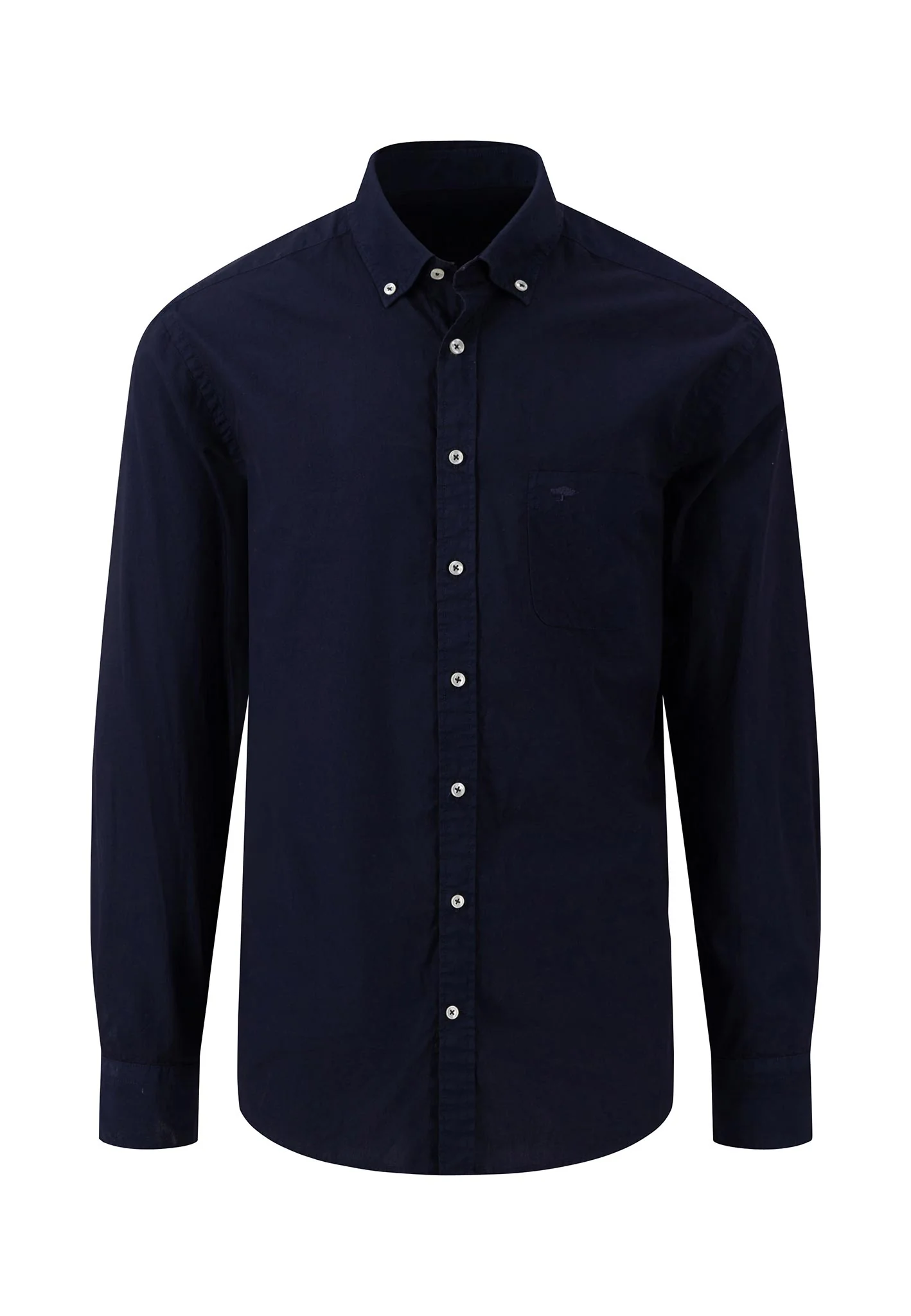 Einfarbiges Popeline-Hemd mit Button-Down-Kragen
