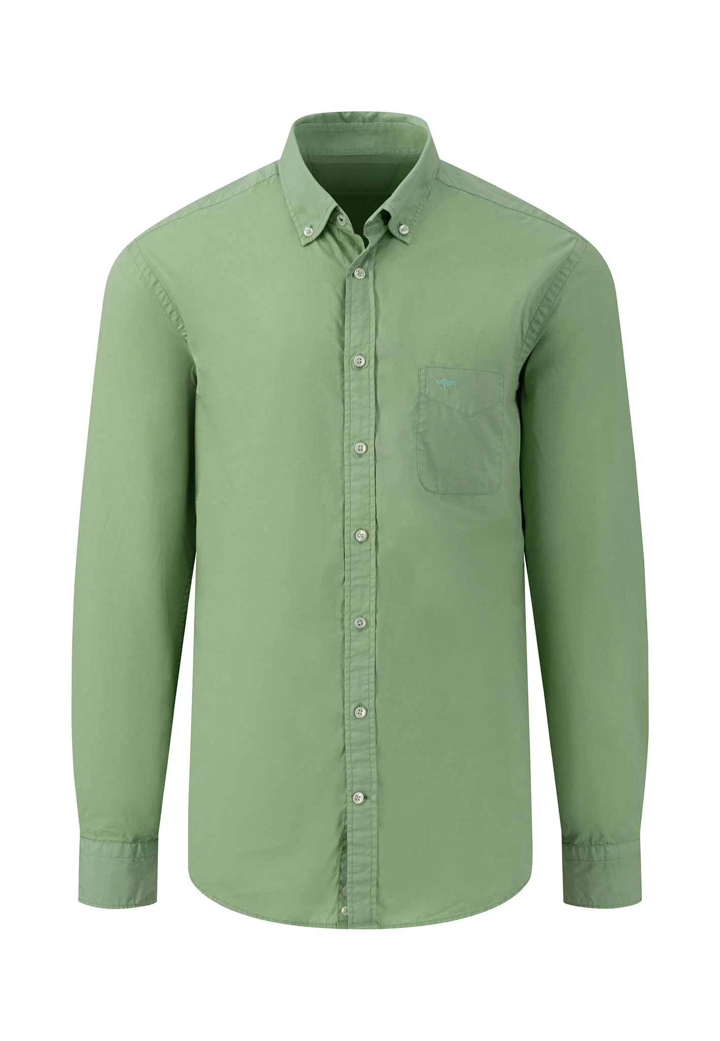 Einfarbiges Popeline-Hemd mit Button-Down-Kragen - Image 7