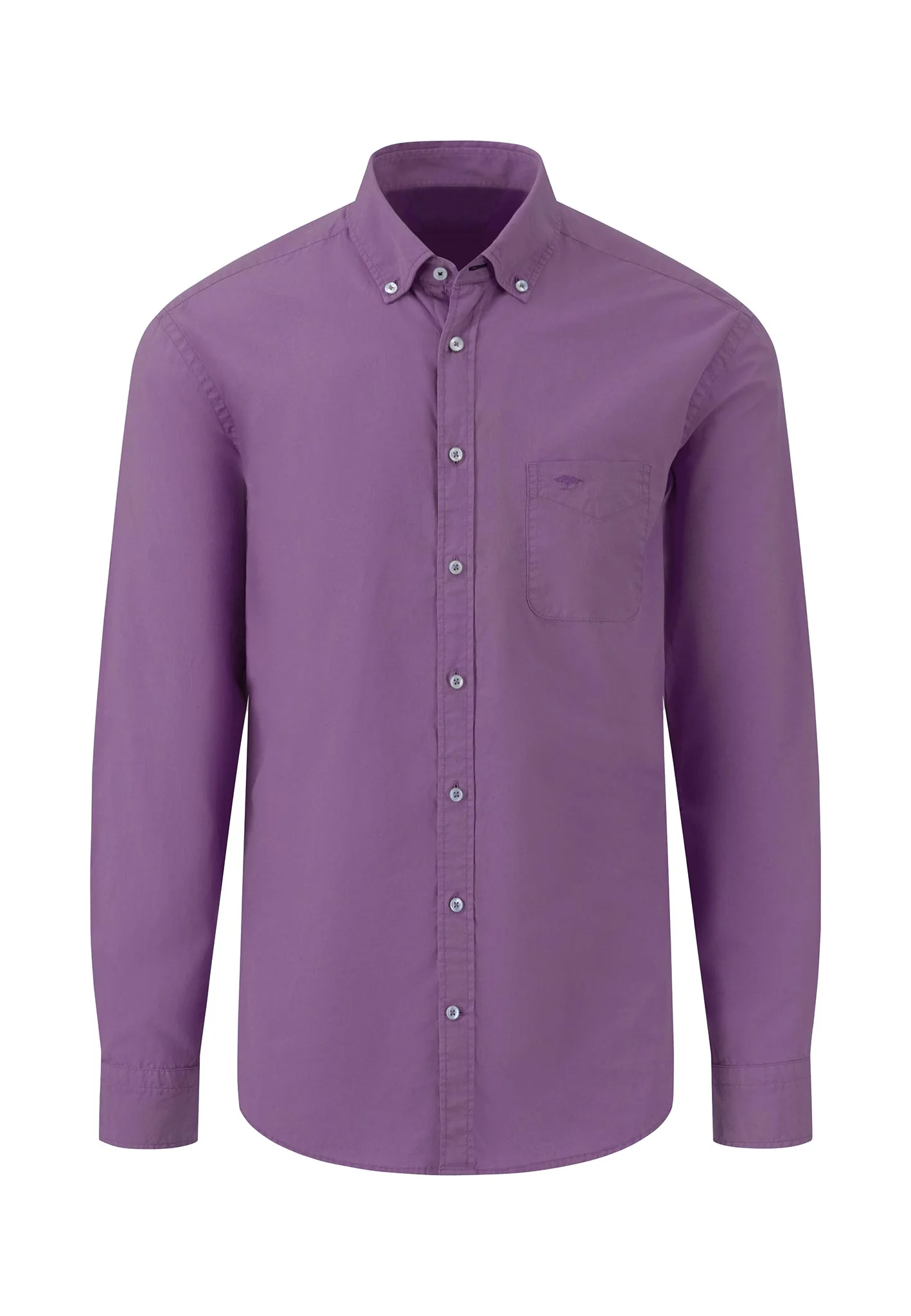 Einfarbiges Popeline-Hemd mit Button-Down-Kragen - Image 9