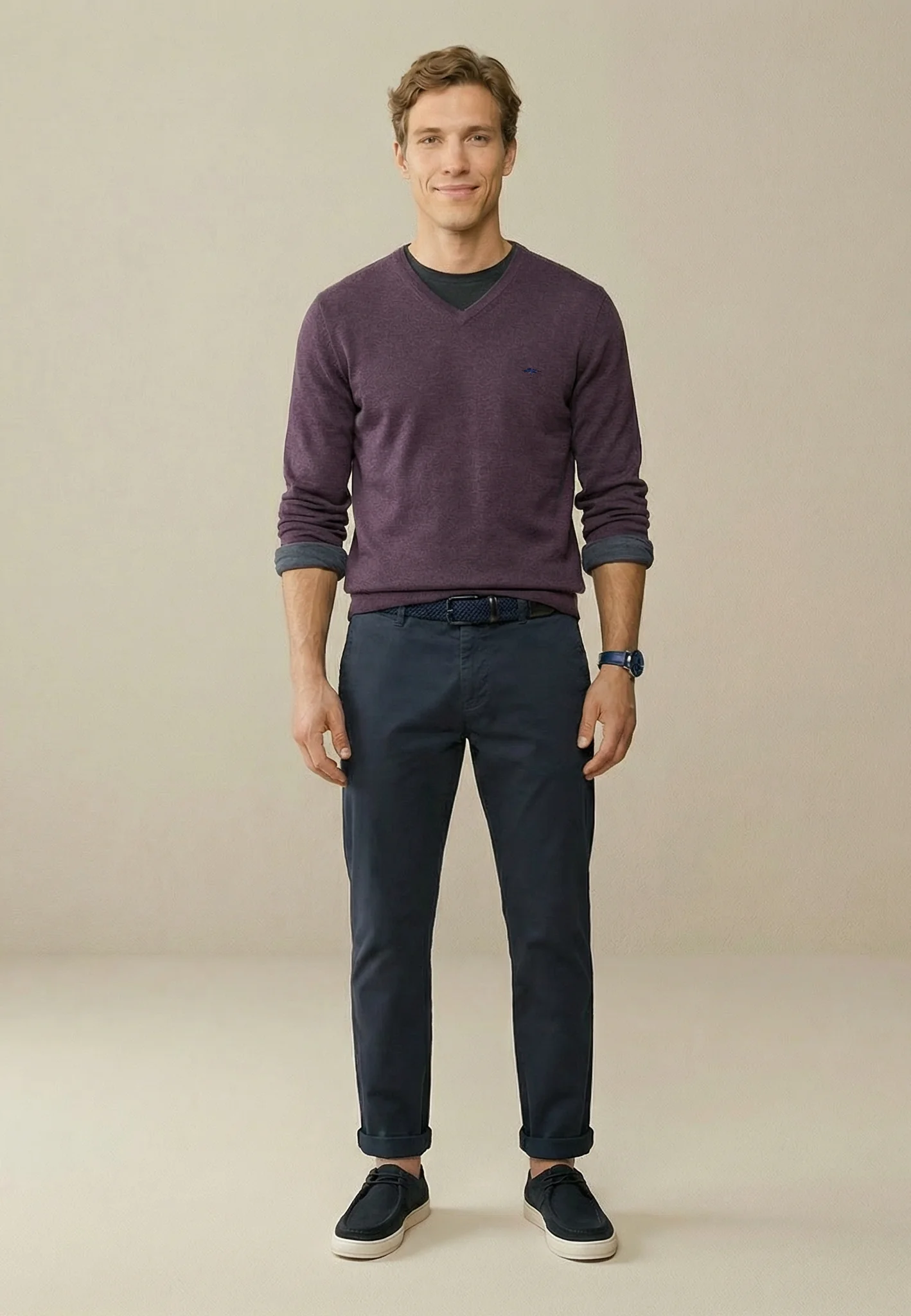 Feinstrickpullover aus reiner Baumwolle mit V-Ausschnitt - Image 17