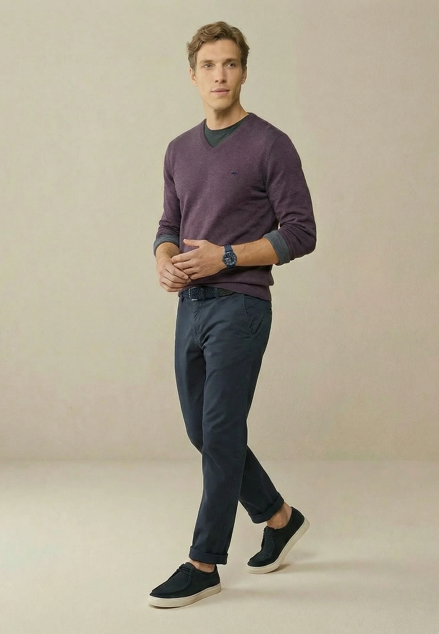 Feinstrickpullover aus reiner Baumwolle mit V-Ausschnitt - Image 18