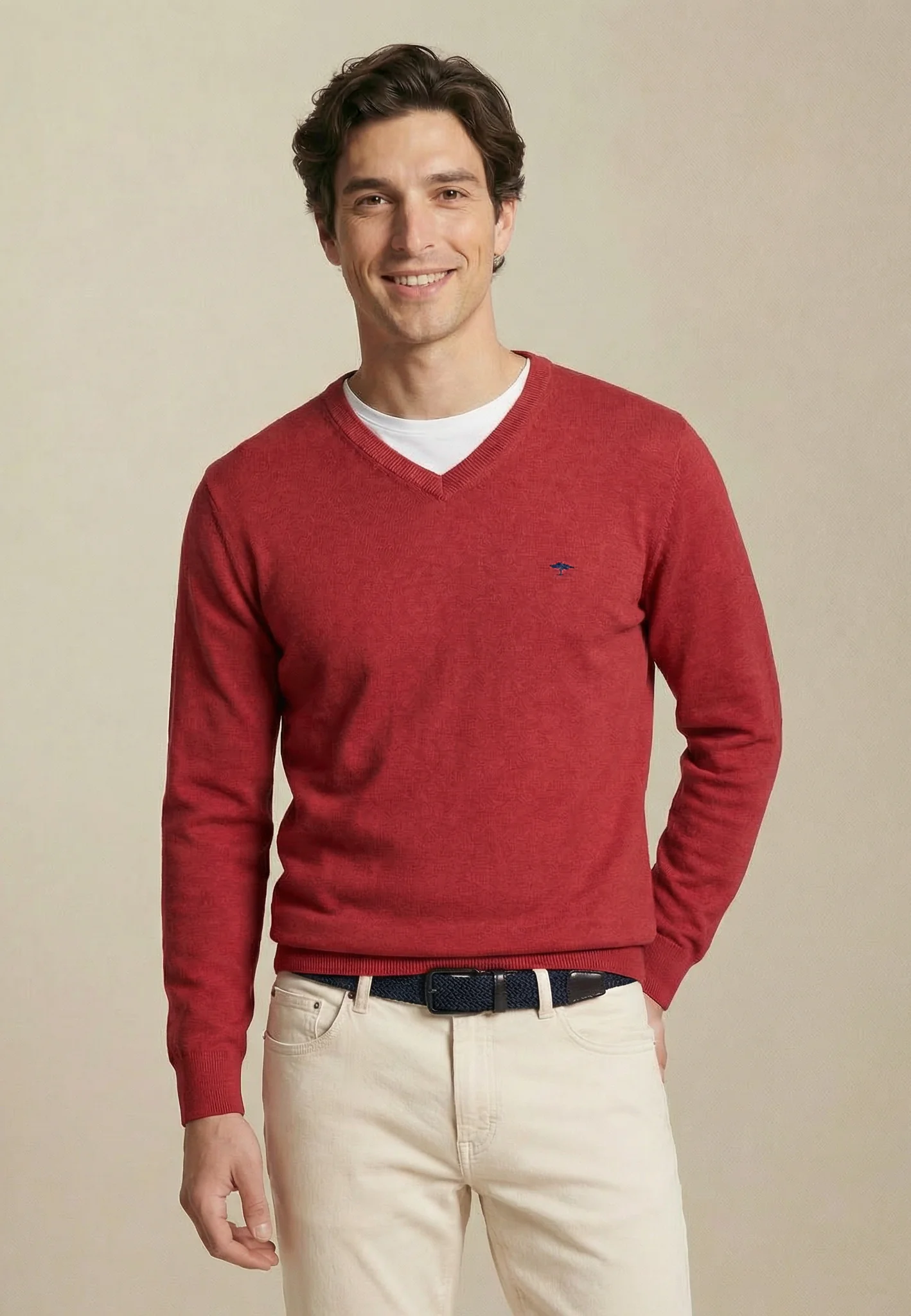 Feinstrickpullover aus reiner Baumwolle mit V-Ausschnitt - Image 21