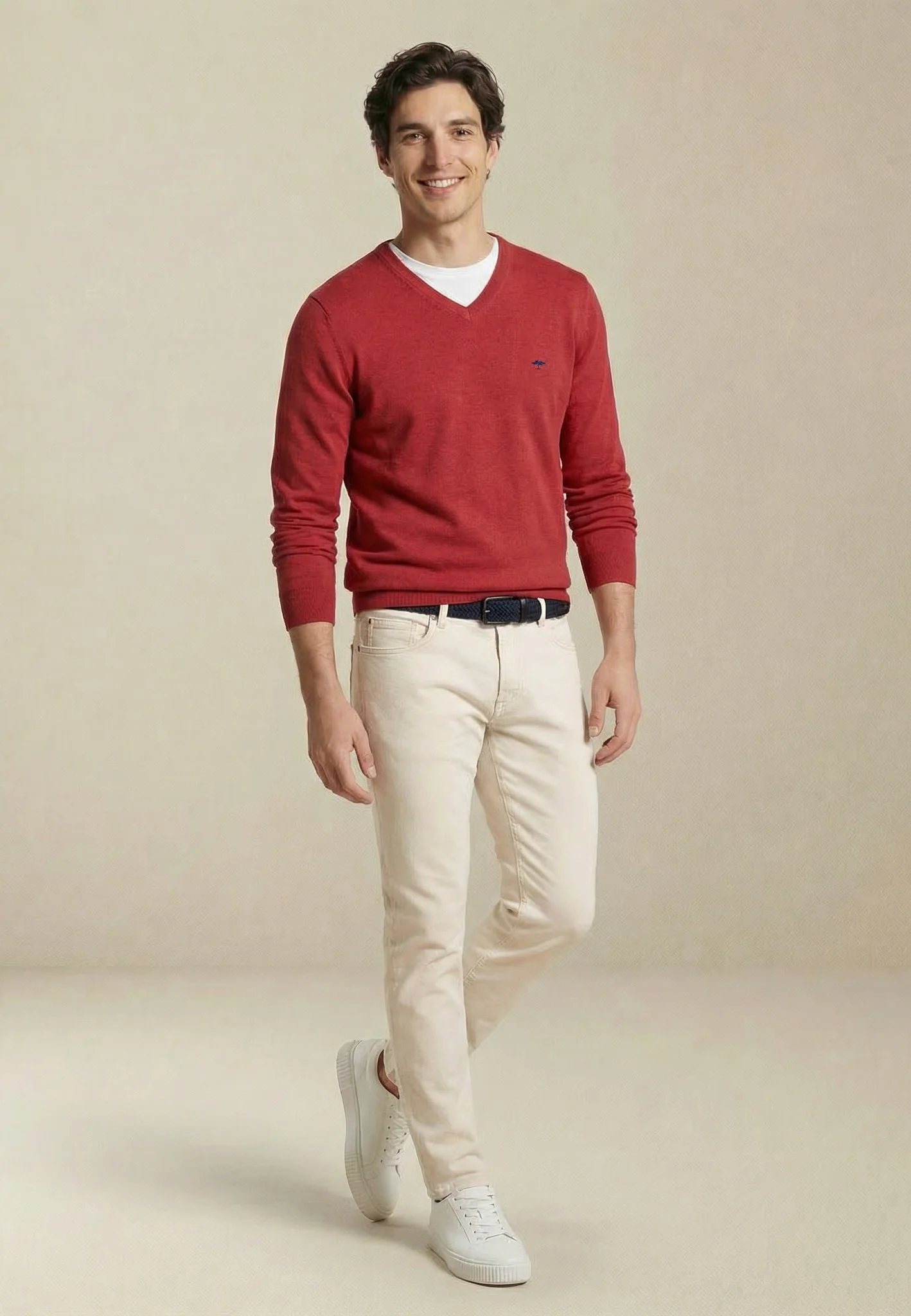 Feinstrickpullover aus reiner Baumwolle mit V-Ausschnitt - Image 23
