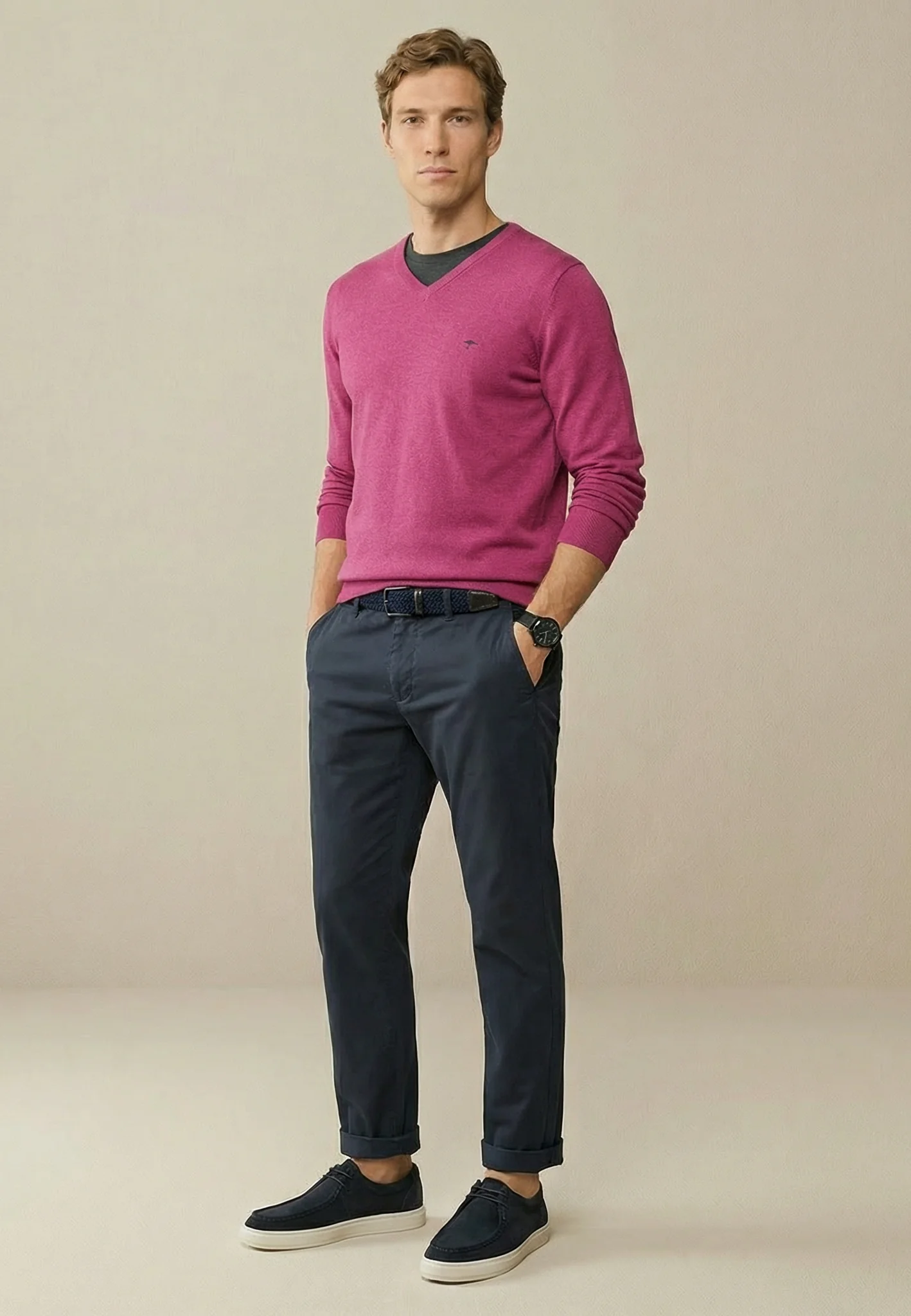 Feinstrickpullover aus reiner Baumwolle mit V-Ausschnitt - Image 27