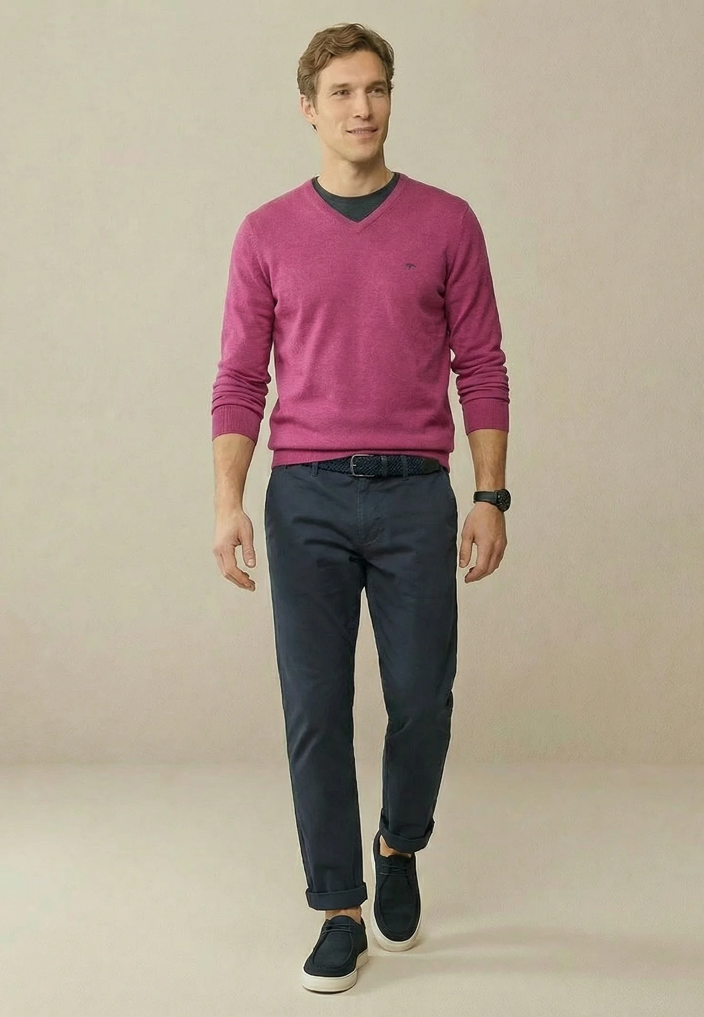 Feinstrickpullover aus reiner Baumwolle mit V-Ausschnitt - Image 28