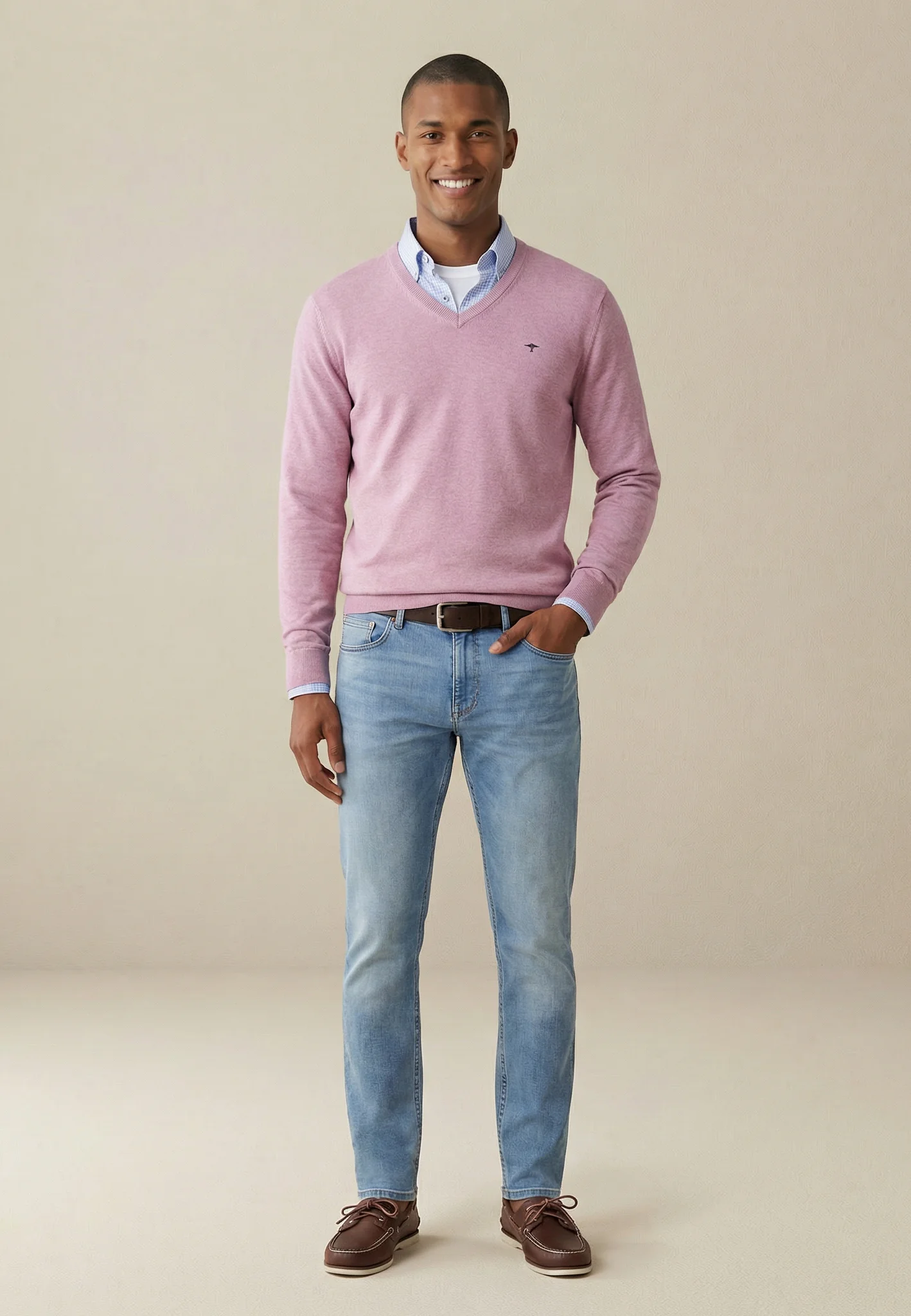 Feinstrickpullover aus reiner Baumwolle mit V-Ausschnitt - Image 32