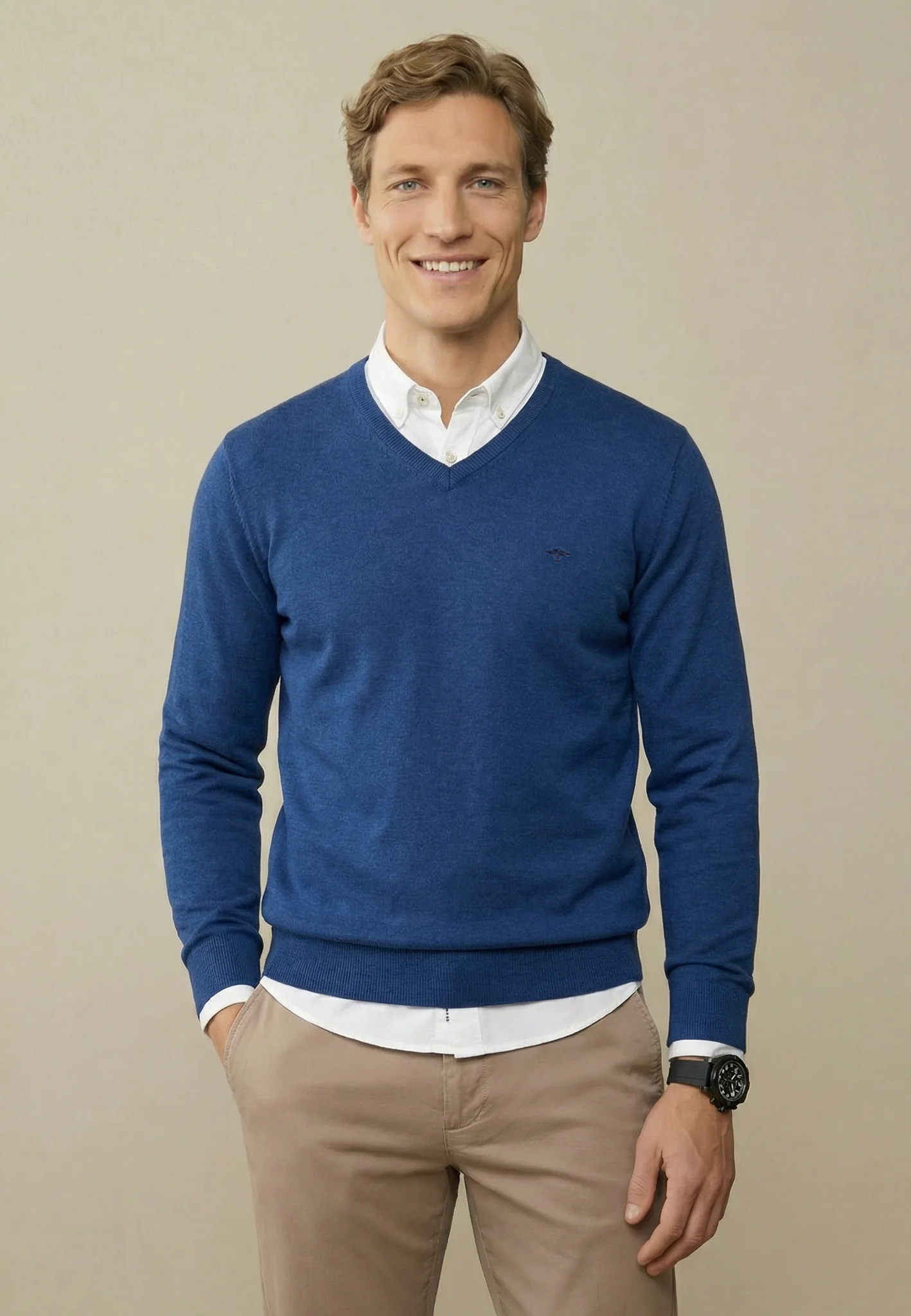 Feinstrickpullover aus reiner Baumwolle mit V-Ausschnitt - Image 51