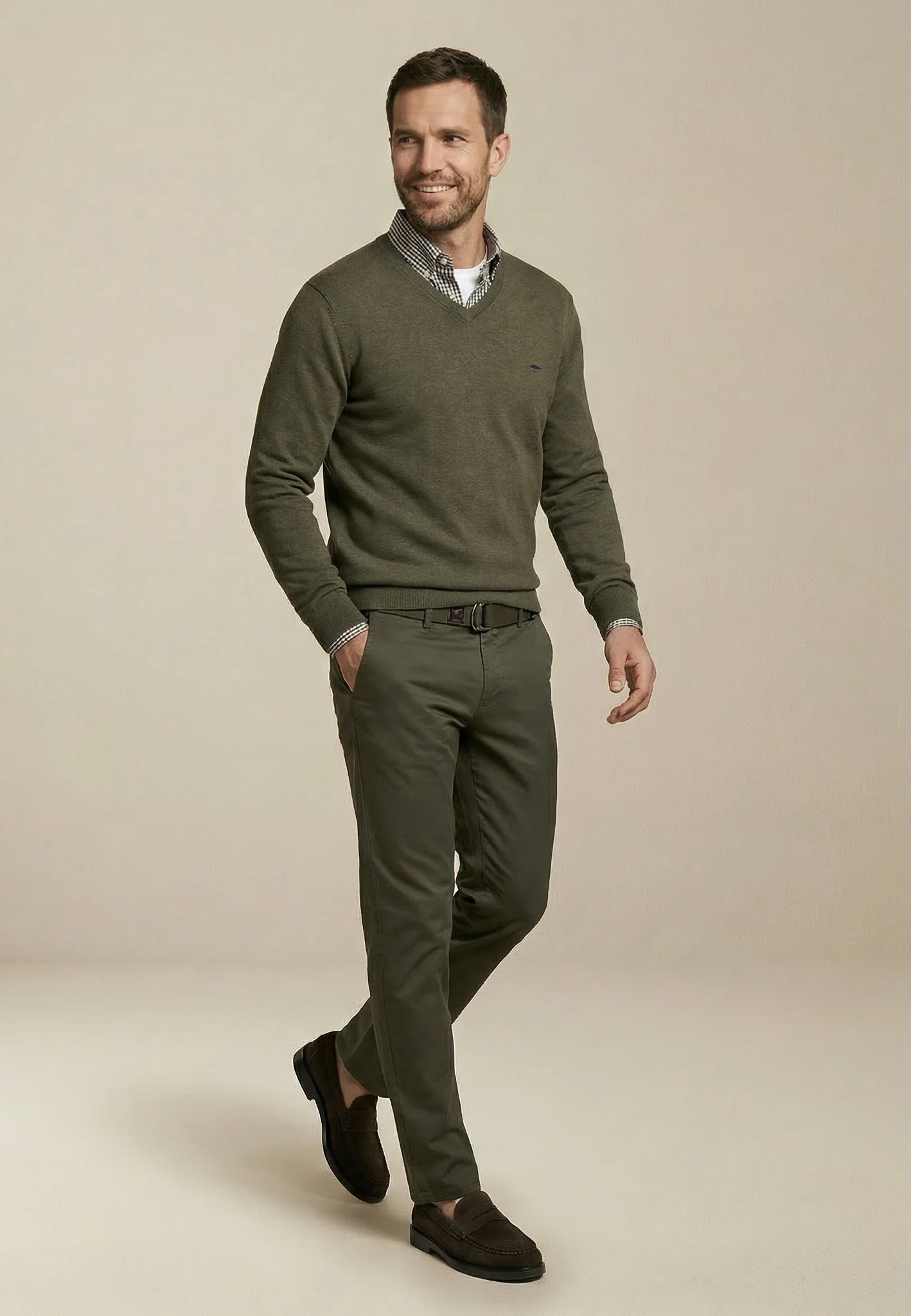 Feinstrickpullover aus reiner Baumwolle mit V-Ausschnitt - Image 58